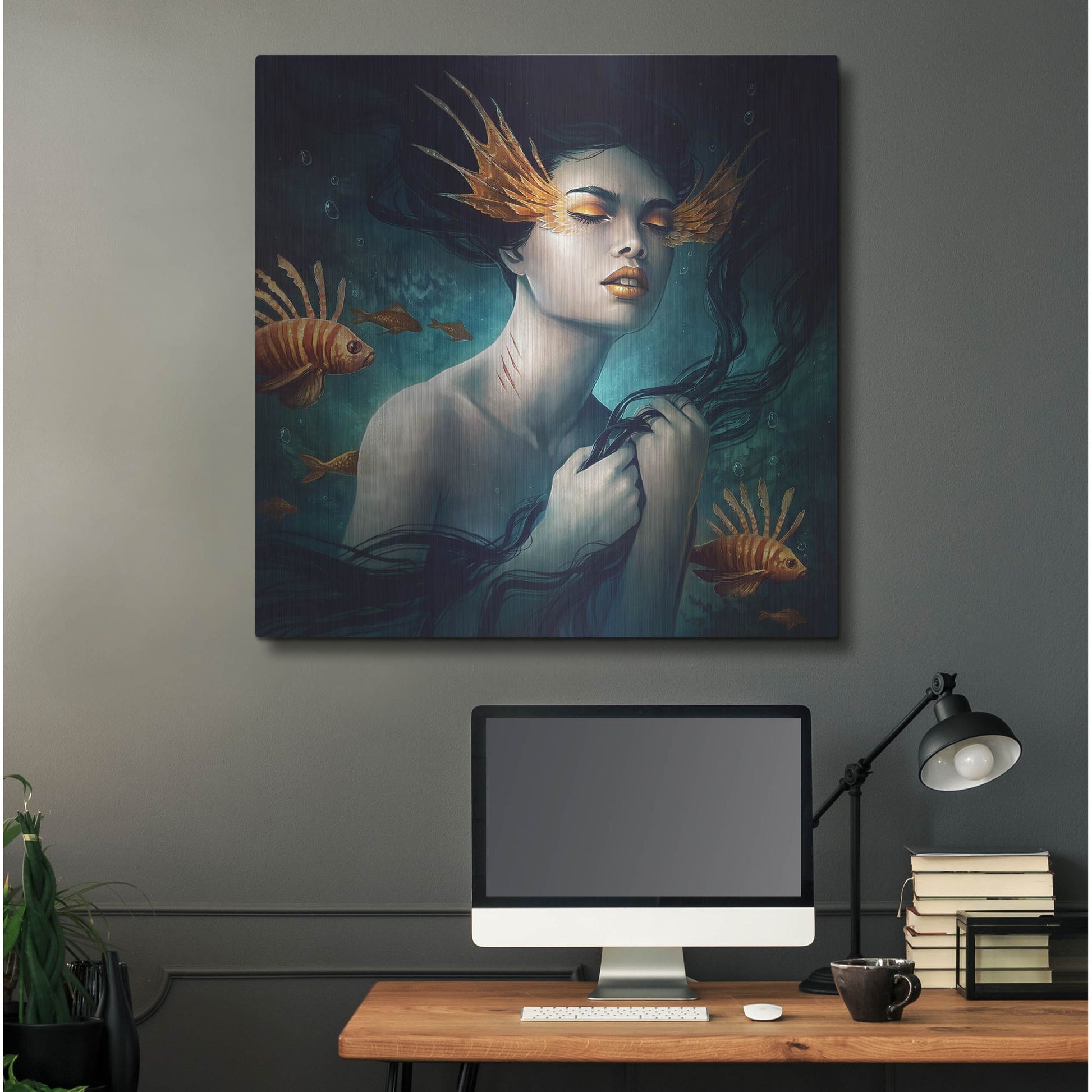 Luxe Metal Art 'Mermaid' by JoJoesArt, Metal Wall Art,36x36