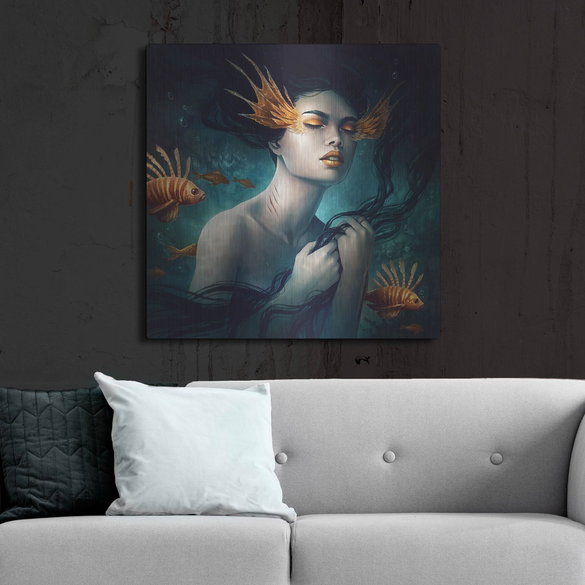 Luxe Metal Art 'Mermaid' by JoJoesArt, Metal Wall Art,36x36