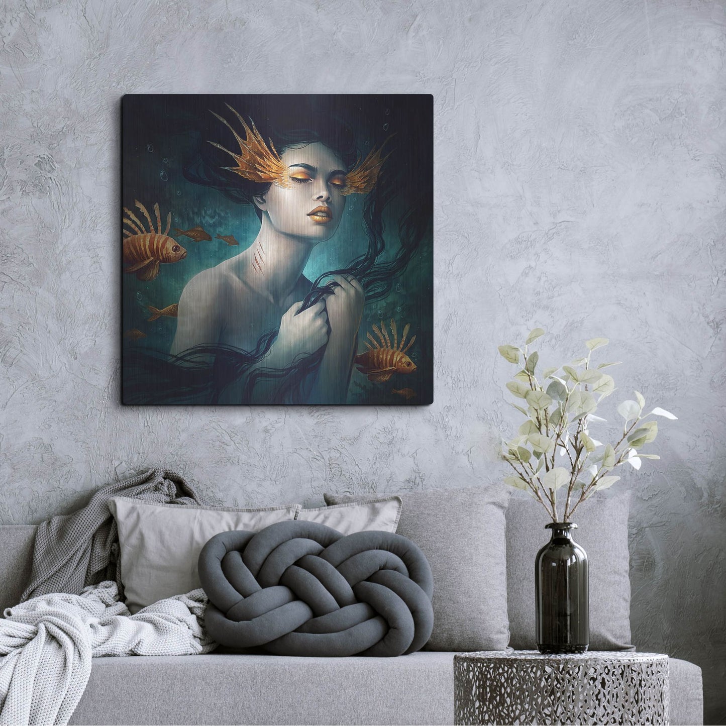 Luxe Metal Art 'Mermaid' by JoJoesArt, Metal Wall Art,36x36