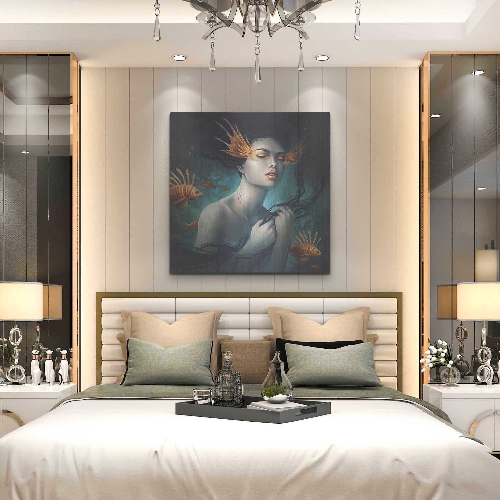 Luxe Metal Art 'Mermaid' by JoJoesArt, Metal Wall Art,36x36