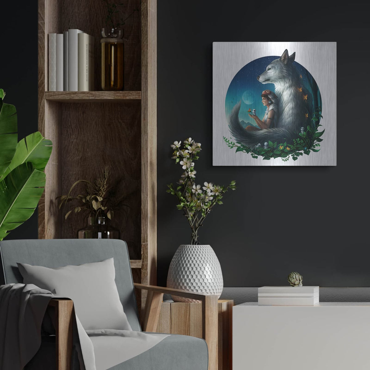 'Mononoke Safe' by JoJoes Art – Metal Wall Art, 24x24 room view