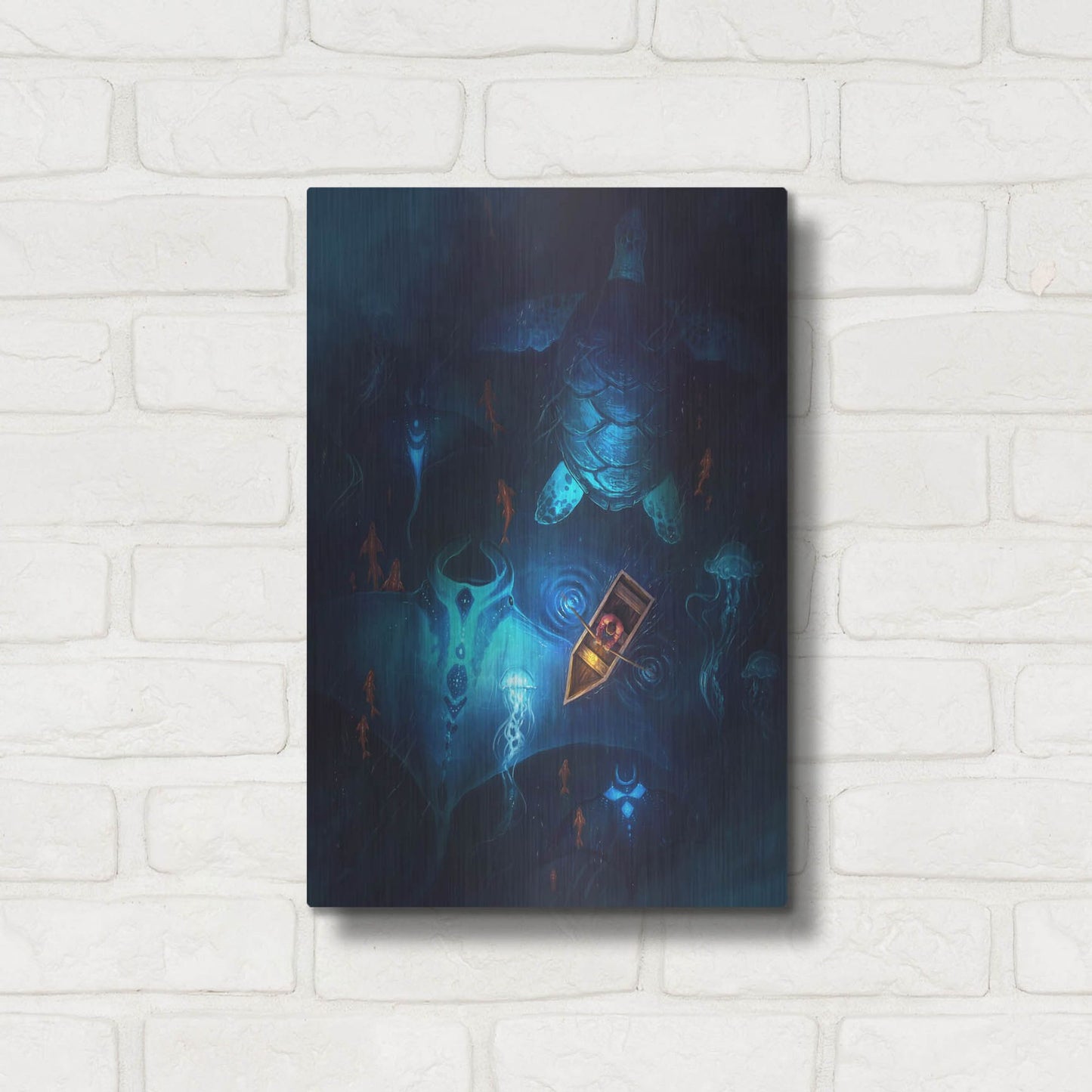 Luxe Metal Art 'Night Fishing' by JoJoesArt, Metal Wall Art,12x16