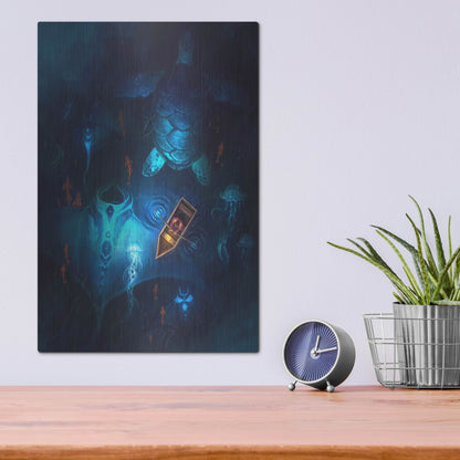 Luxe Metal Art 'Night Fishing' by JoJoesArt, Metal Wall Art,12x16