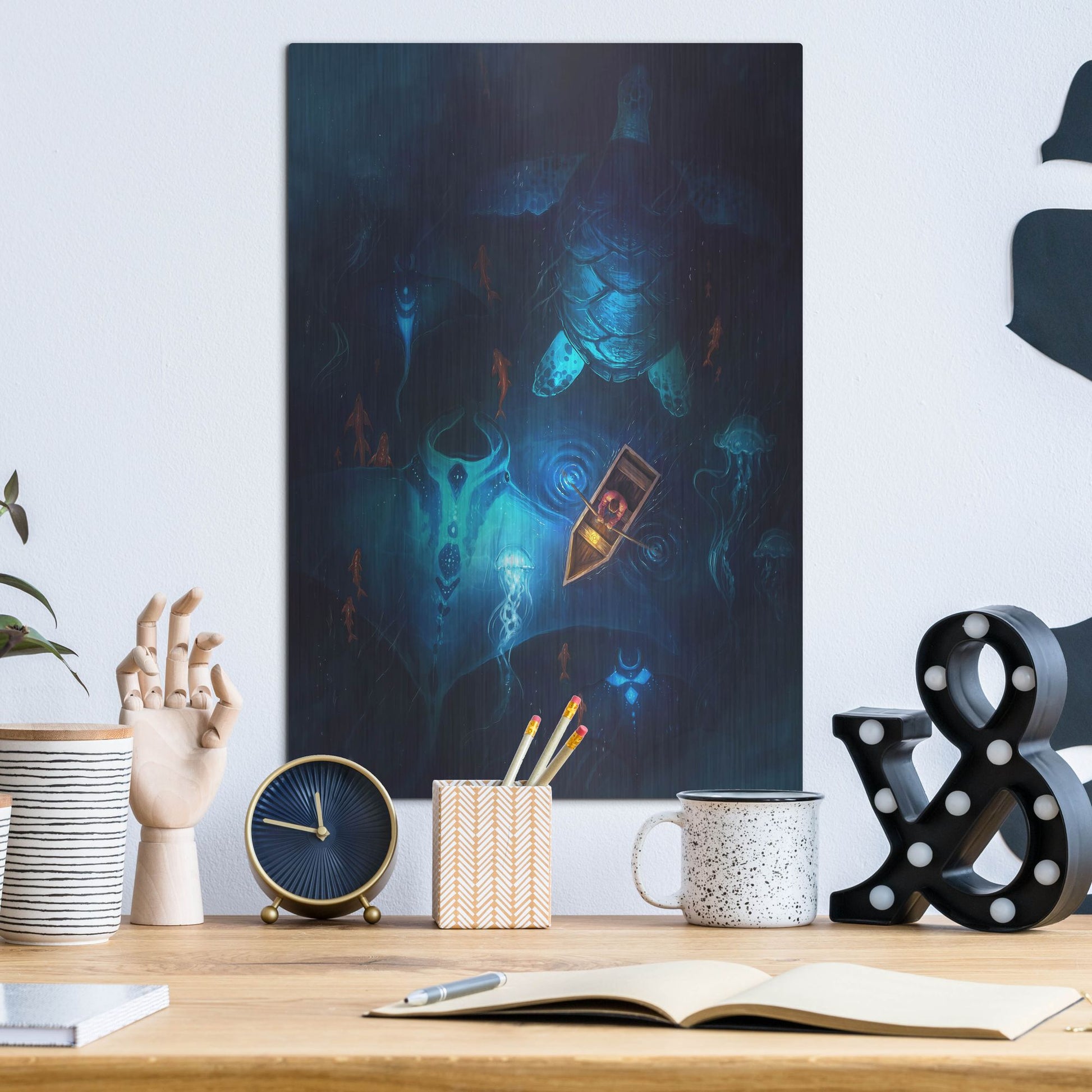 Luxe Metal Art 'Night Fishing' by JoJoesArt, Metal Wall Art,12x16