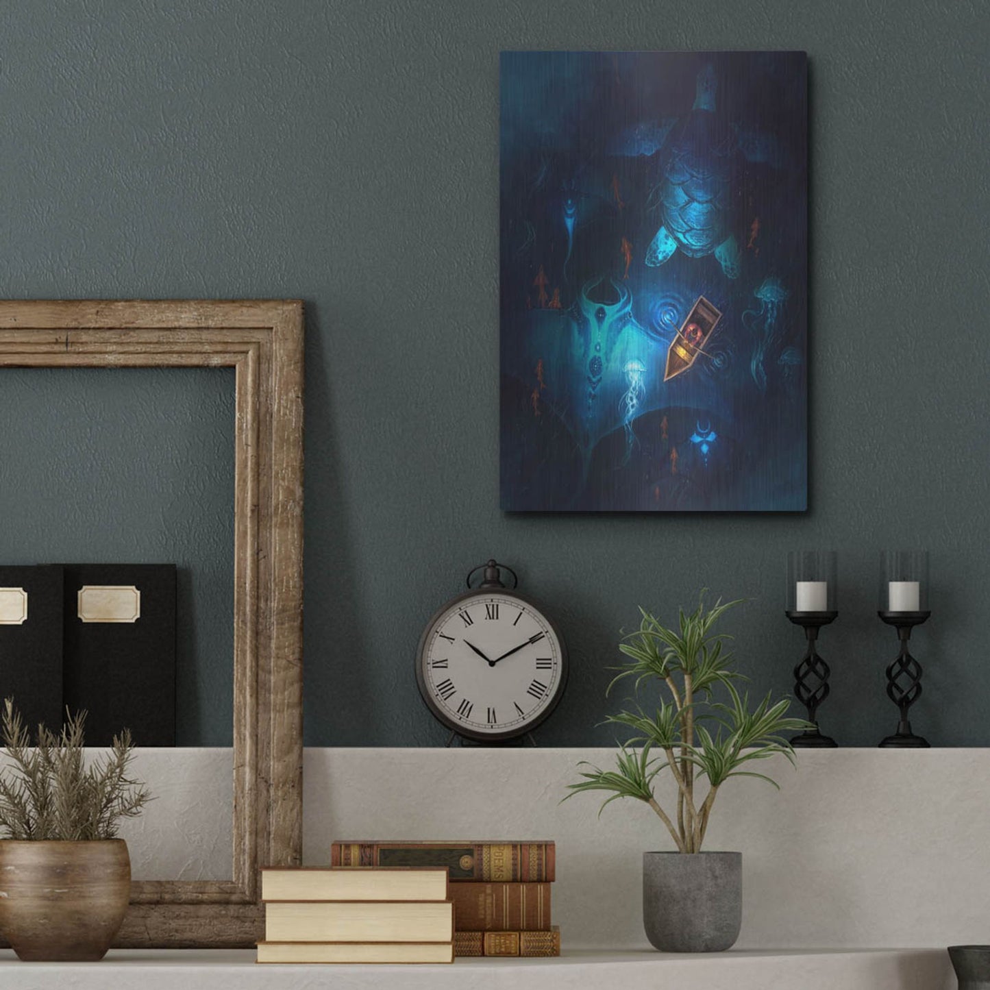 Luxe Metal Art 'Night Fishing' by JoJoesArt, Metal Wall Art,12x16