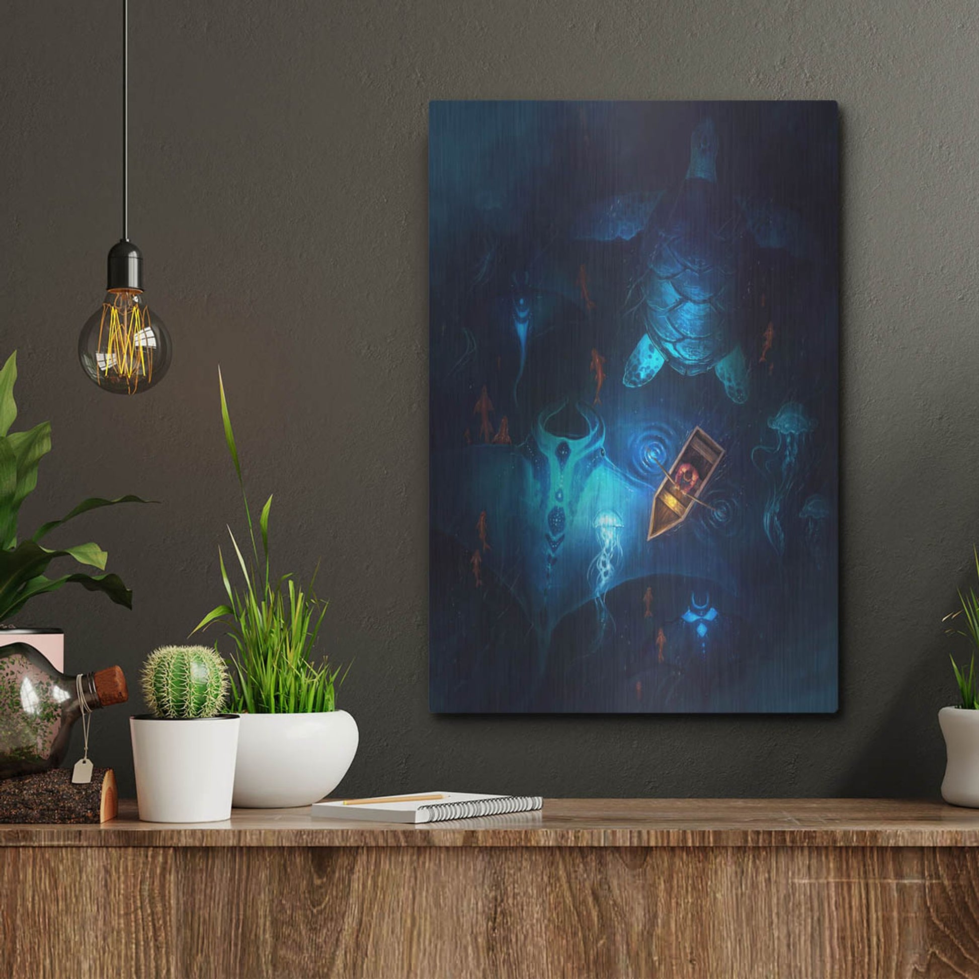 Luxe Metal Art 'Night Fishing' by JoJoesArt, Metal Wall Art,12x16