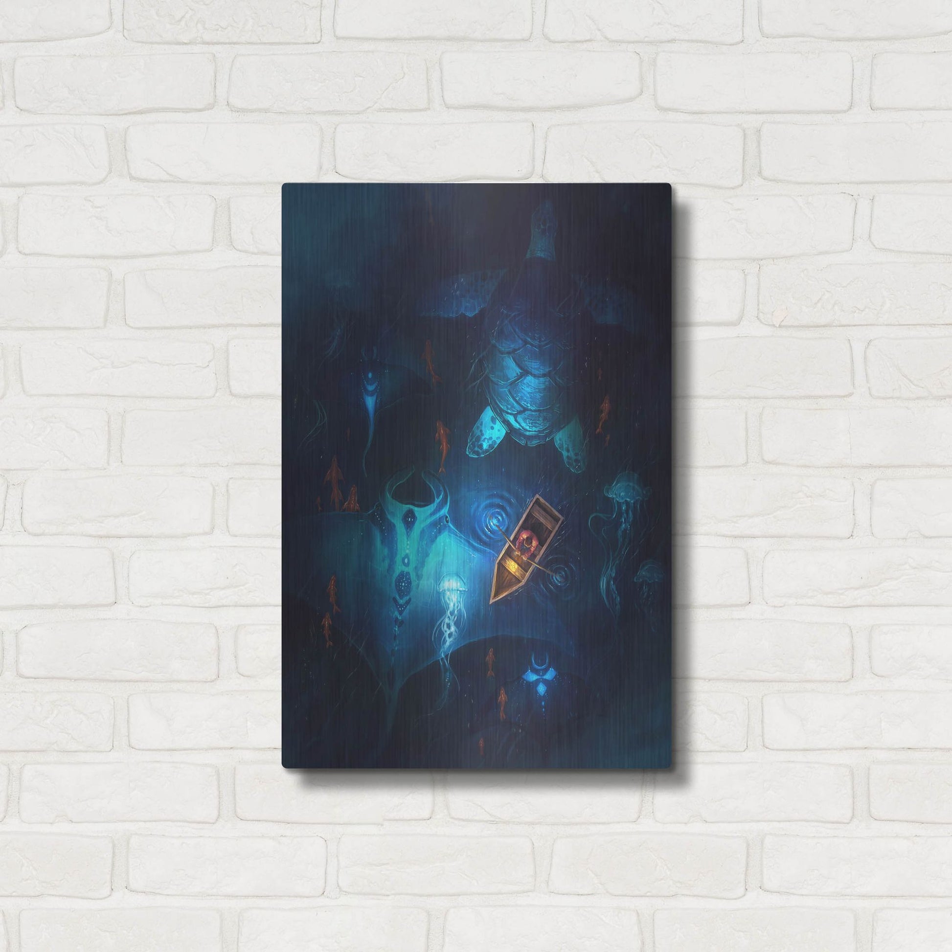 Luxe Metal Art 'Night Fishing' by JoJoesArt, Metal Wall Art,16x24