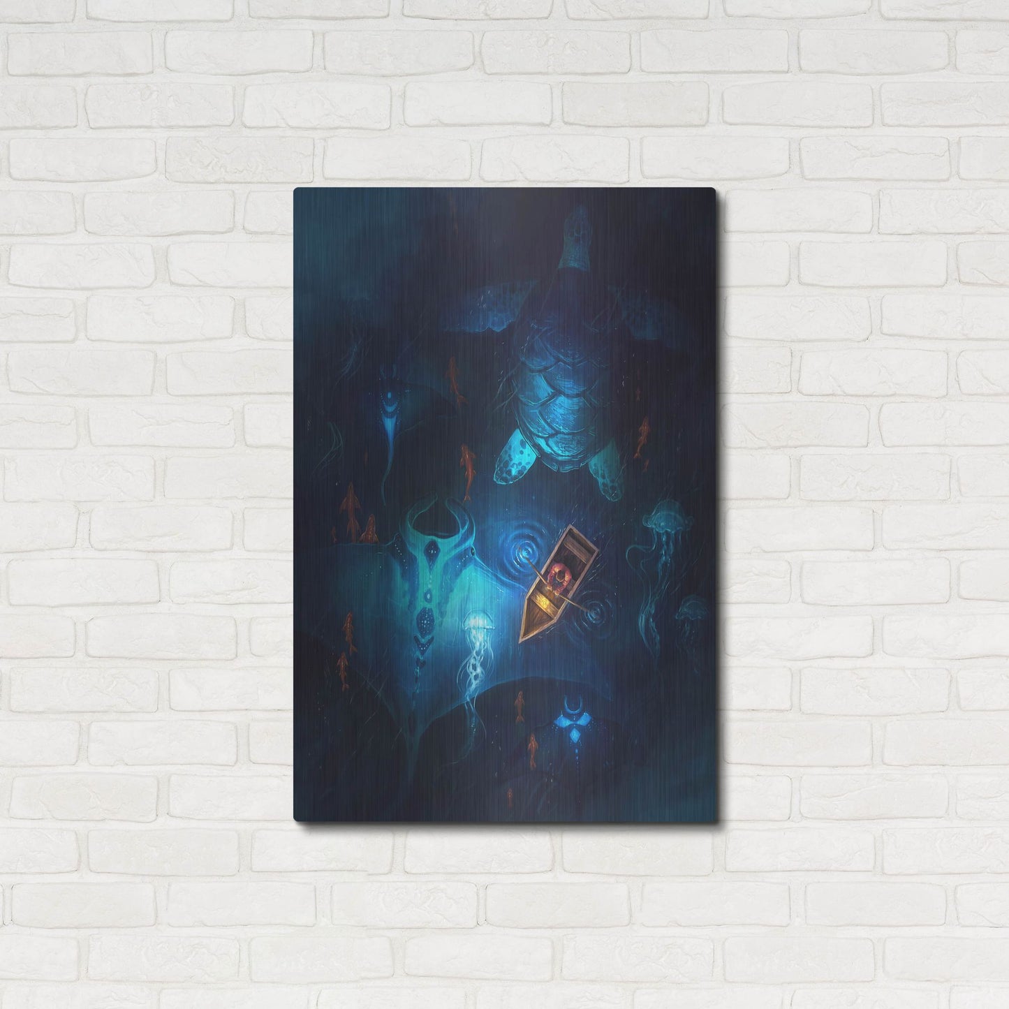 Luxe Metal Art 'Night Fishing' by JoJoesArt, Metal Wall Art,24x36