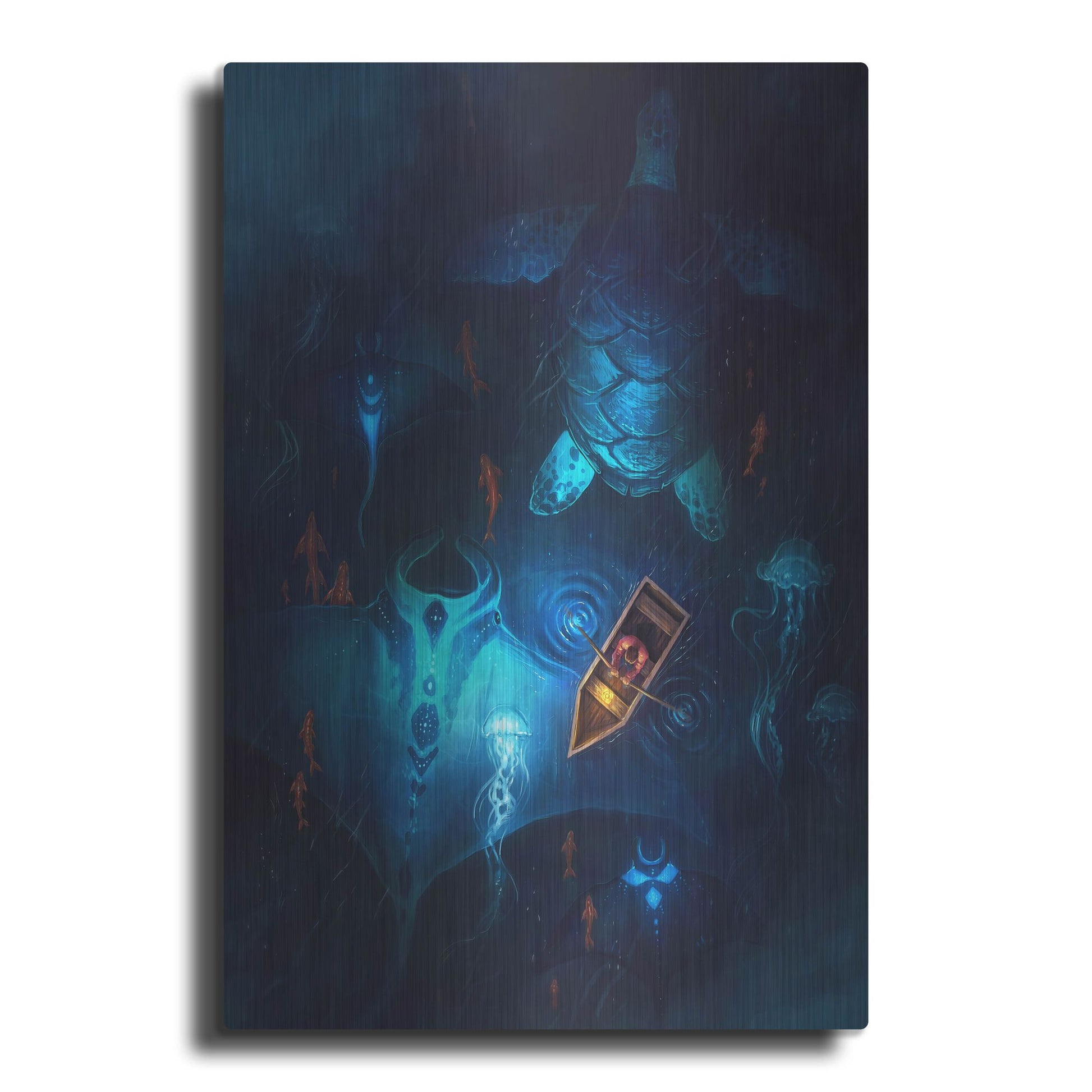 Luxe Metal Art 'Night Fishing' by JoJoesArt, Metal Wall Art