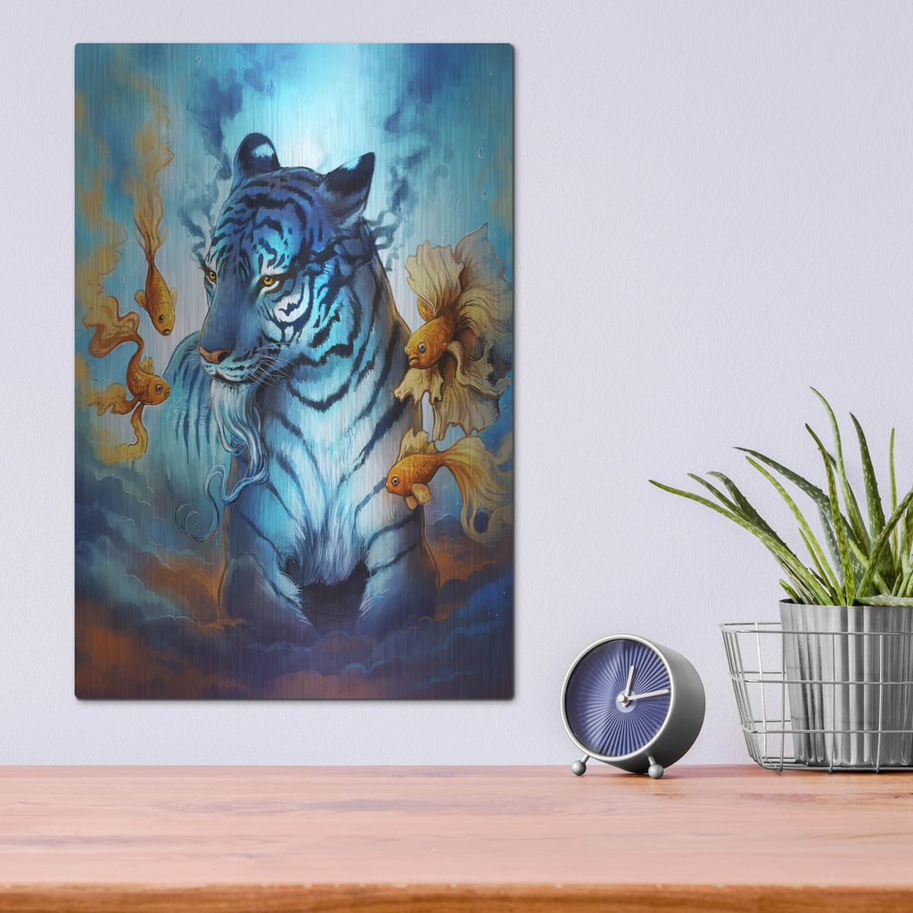 Luxe Metal Art 'Tiger Fish' by JoJoesArt, Metal Wall Art,12x16