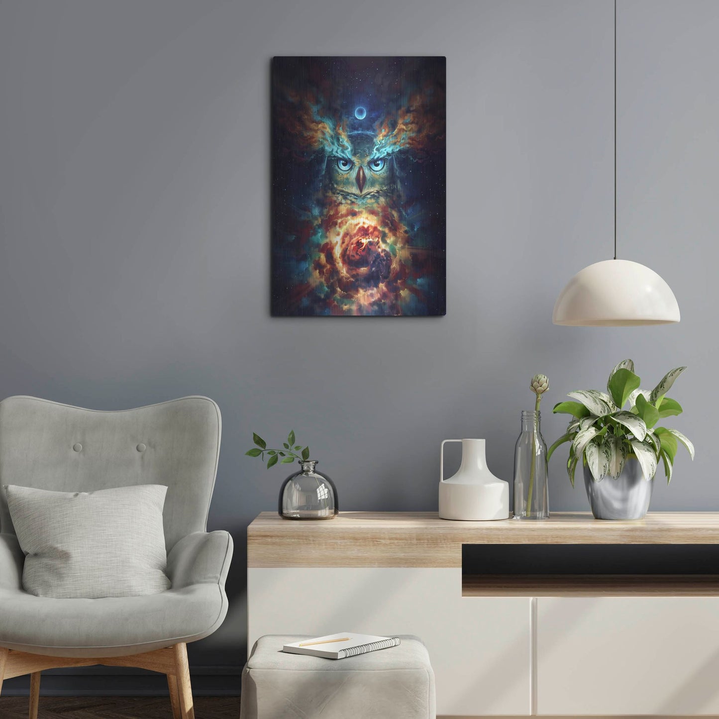 Luxe Metal Art 'Aurowla' by JoJoesArt, Metal Wall Art,16x24