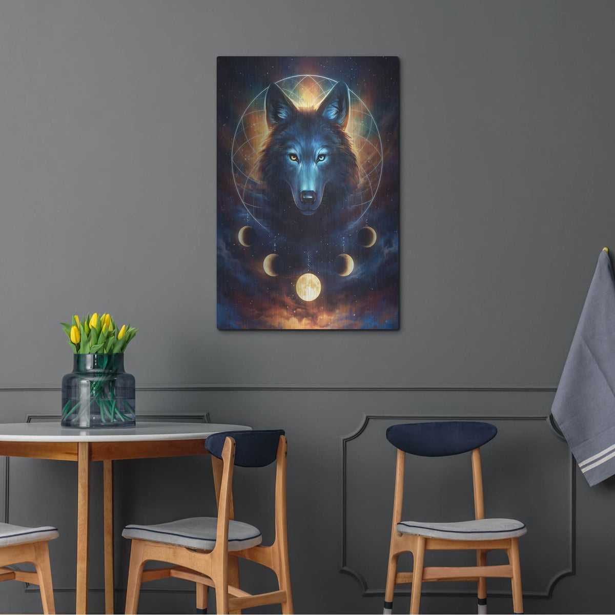 'Dream Catcher Wolf' by JoJoes Art – Metal Wall Art, 24x36 room view
