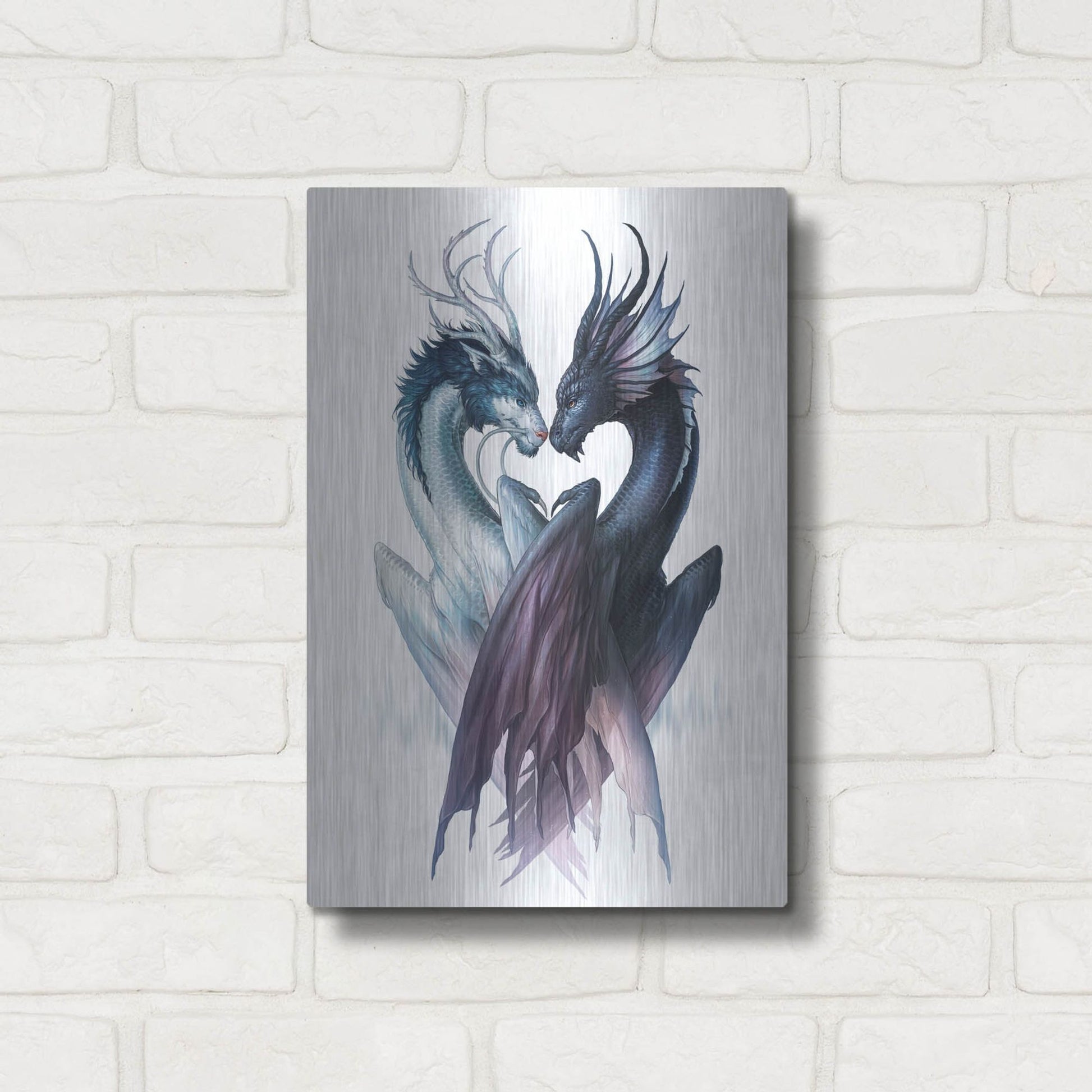 Luxe Metal Art 'Yin Yang Dragons' by JoJoesArt, Metal Wall Art,12x16