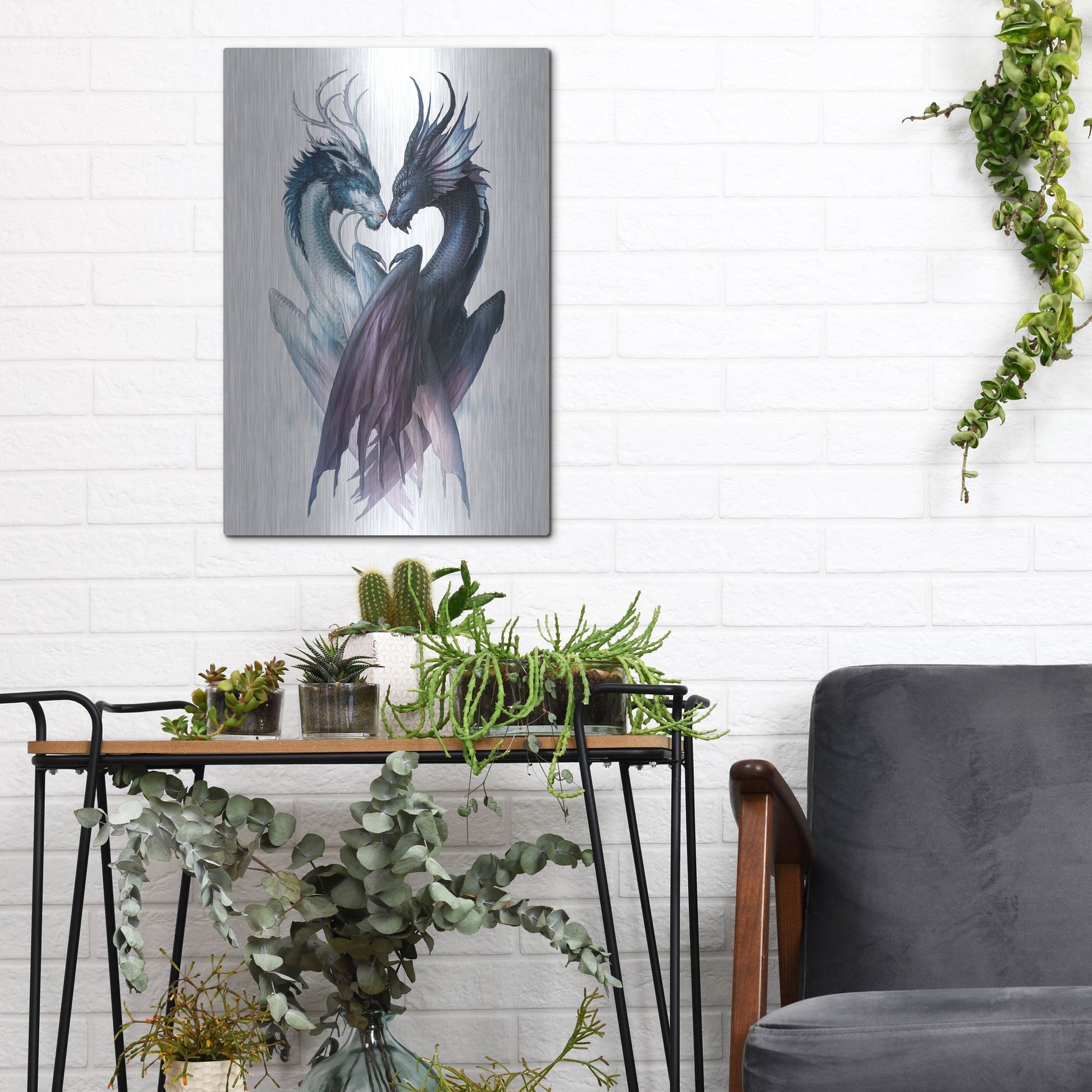 Luxe Metal Art 'Yin Yang Dragons' by JoJoesArt, Metal Wall Art,12x16