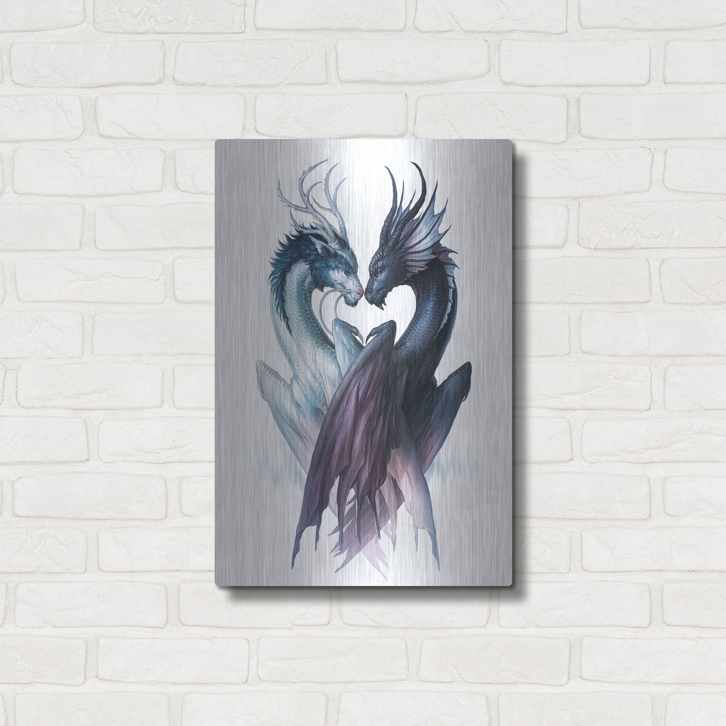 Luxe Metal Art 'Yin Yang Dragons' by JoJoesArt, Metal Wall Art,16x24