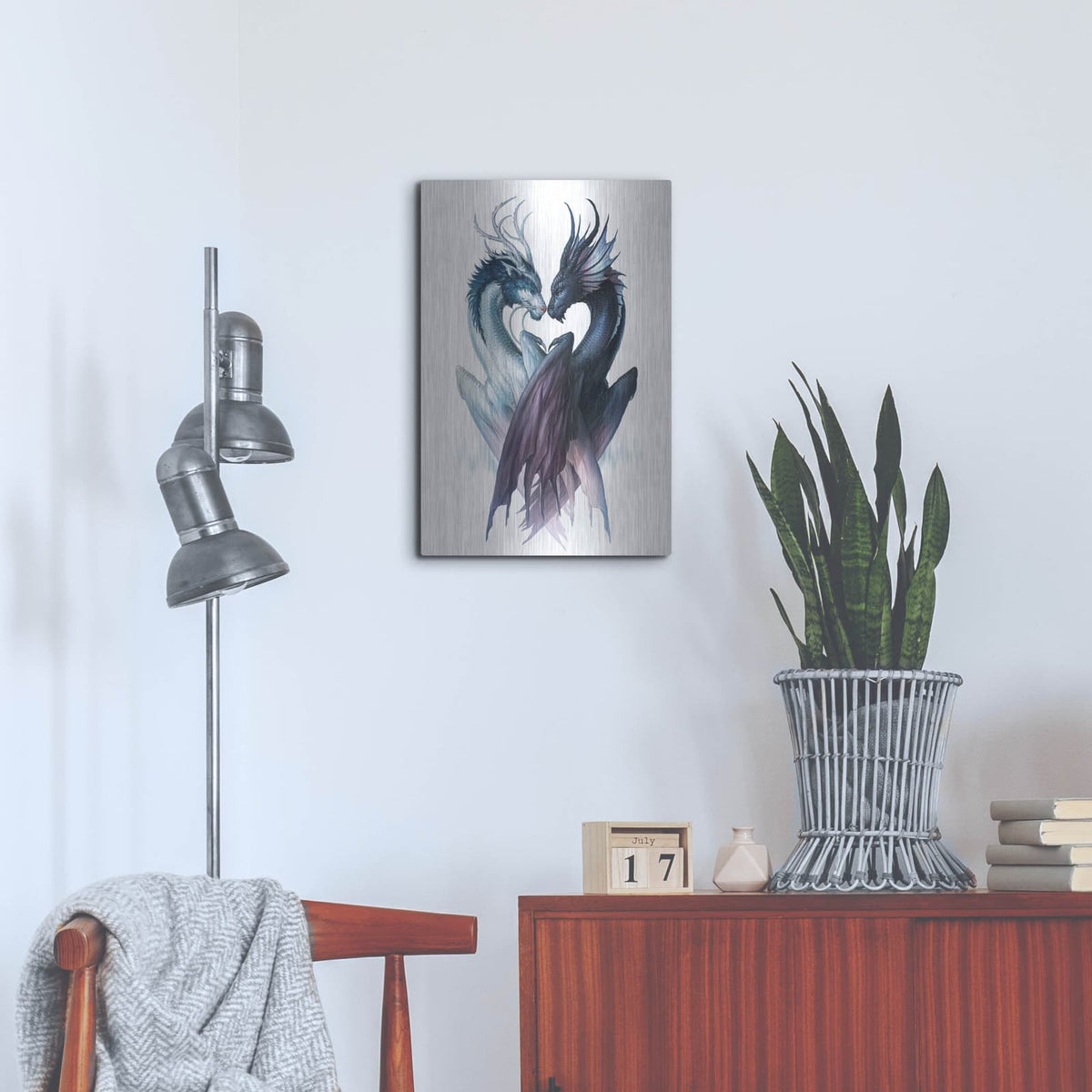 'Yin Yang Dragons' by JoJoes Art – Metal Wall Art, 16x24 room view