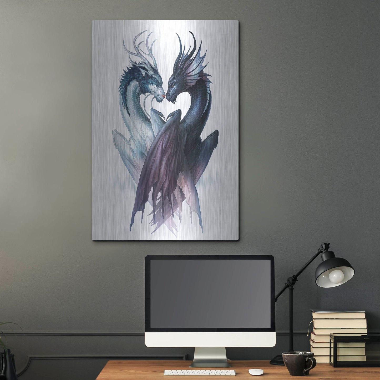 Luxe Metal Art 'Yin Yang Dragons' by JoJoesArt, Metal Wall Art,24x36