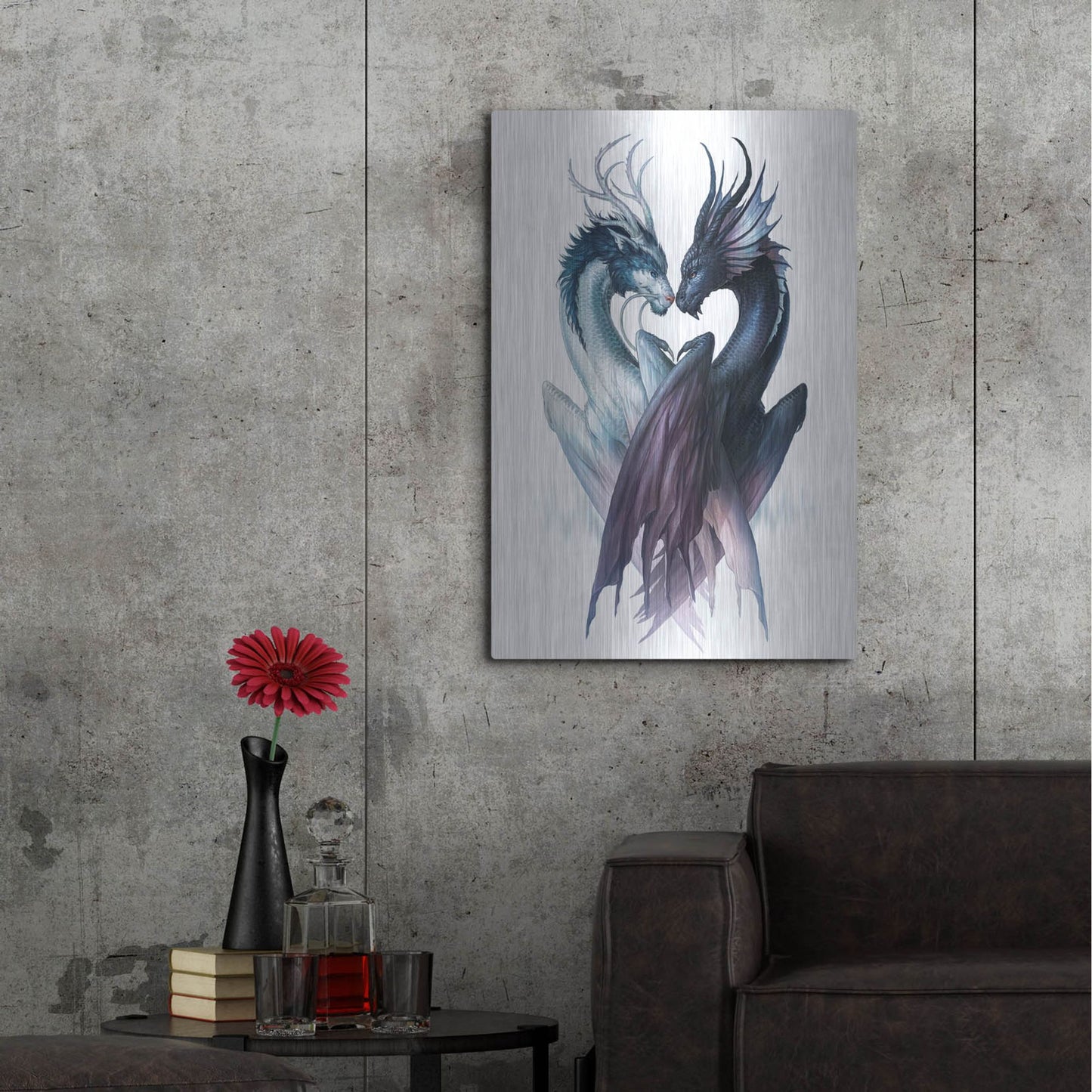 Luxe Metal Art 'Yin Yang Dragons' by JoJoesArt, Metal Wall Art,24x36