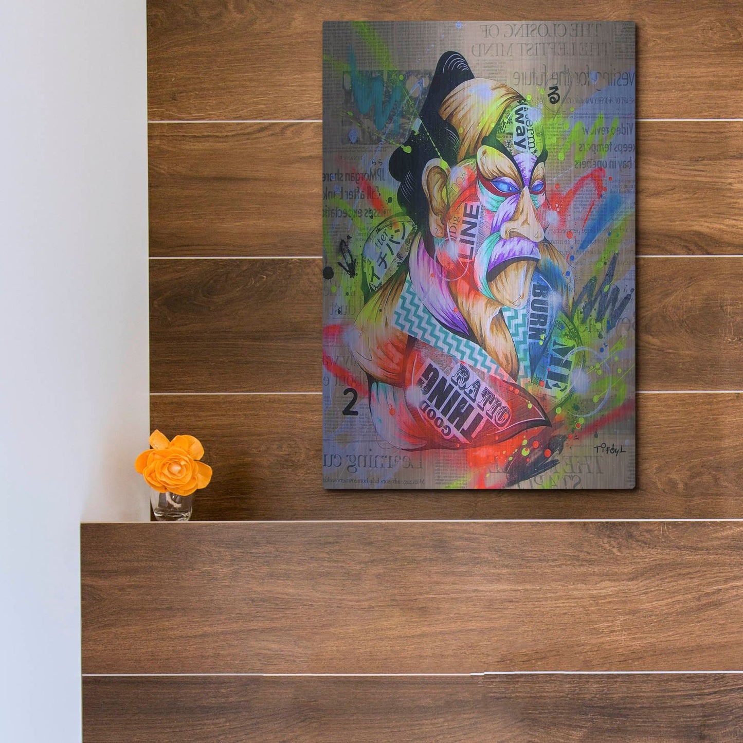 Luxe Metal Art 'Civilization 2' by Taka Sudo, Metal Wall Art,12x16