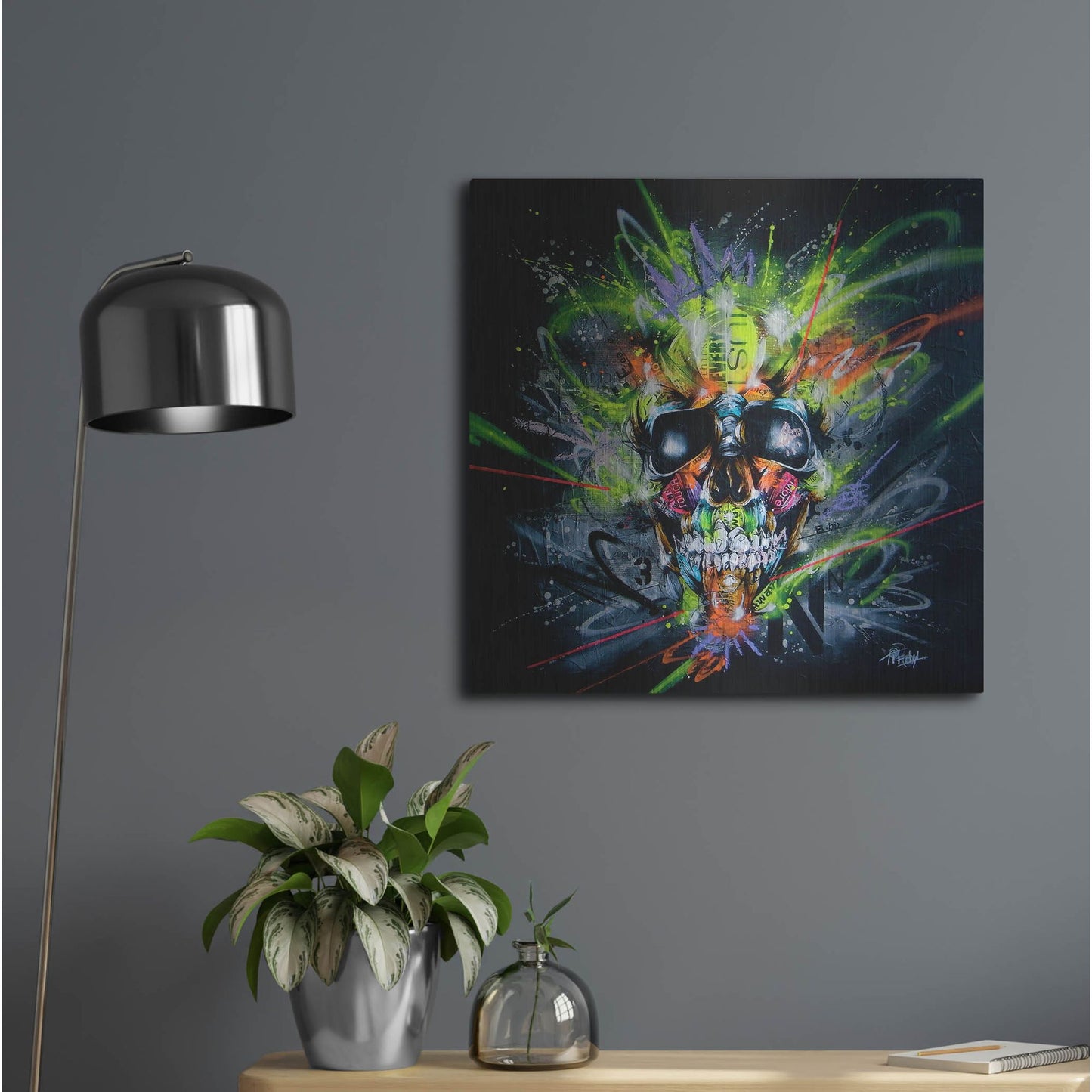 Luxe Metal Art 'Neon' by Taka Sudo, Metal Wall Art,24x24