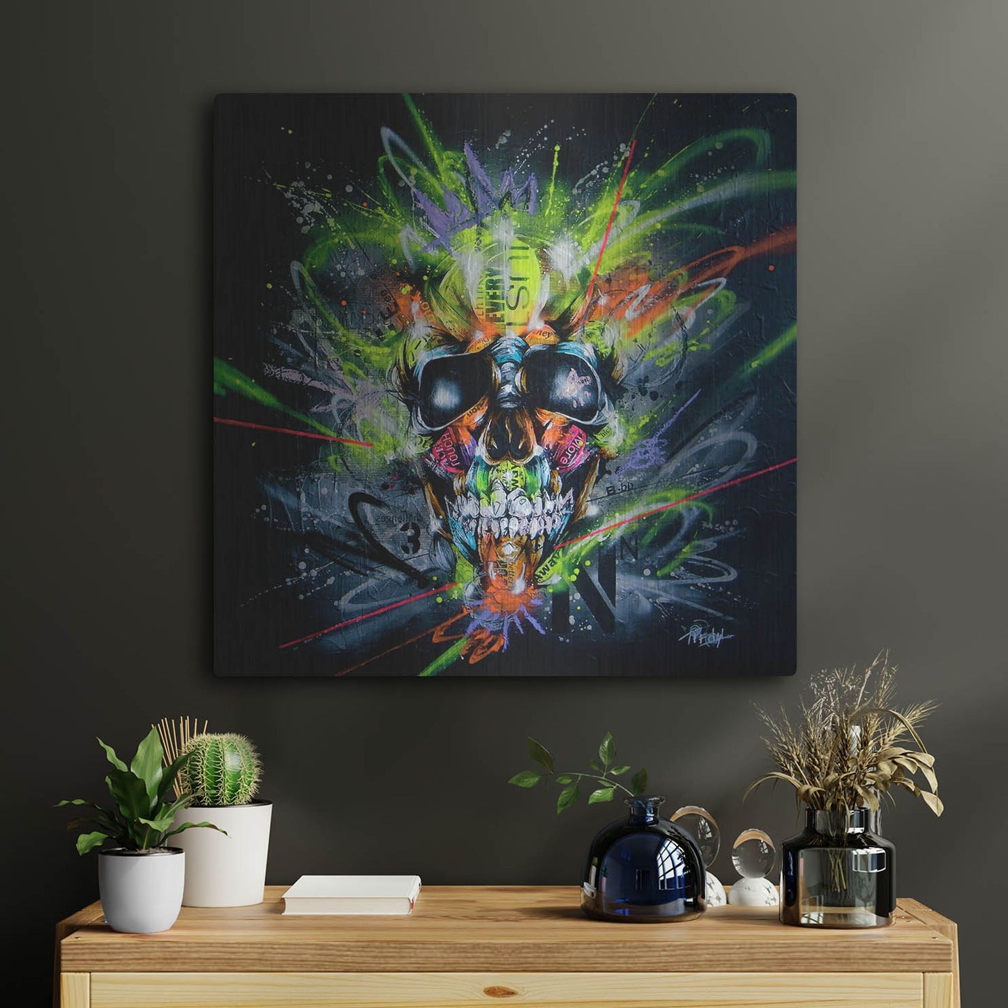 Luxe Metal Art 'Neon' by Taka Sudo, Metal Wall Art,24x24