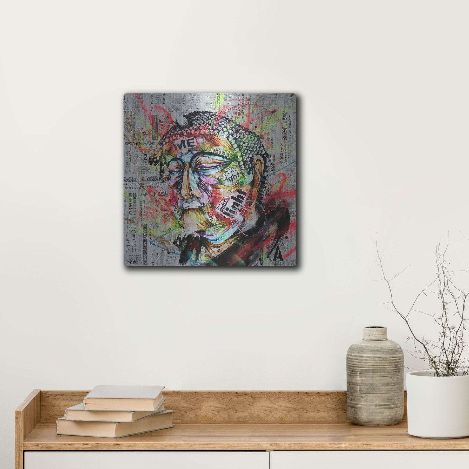 Luxe Metal Art 'Holy' by Taka Sudo, Metal Wall Art,12x12