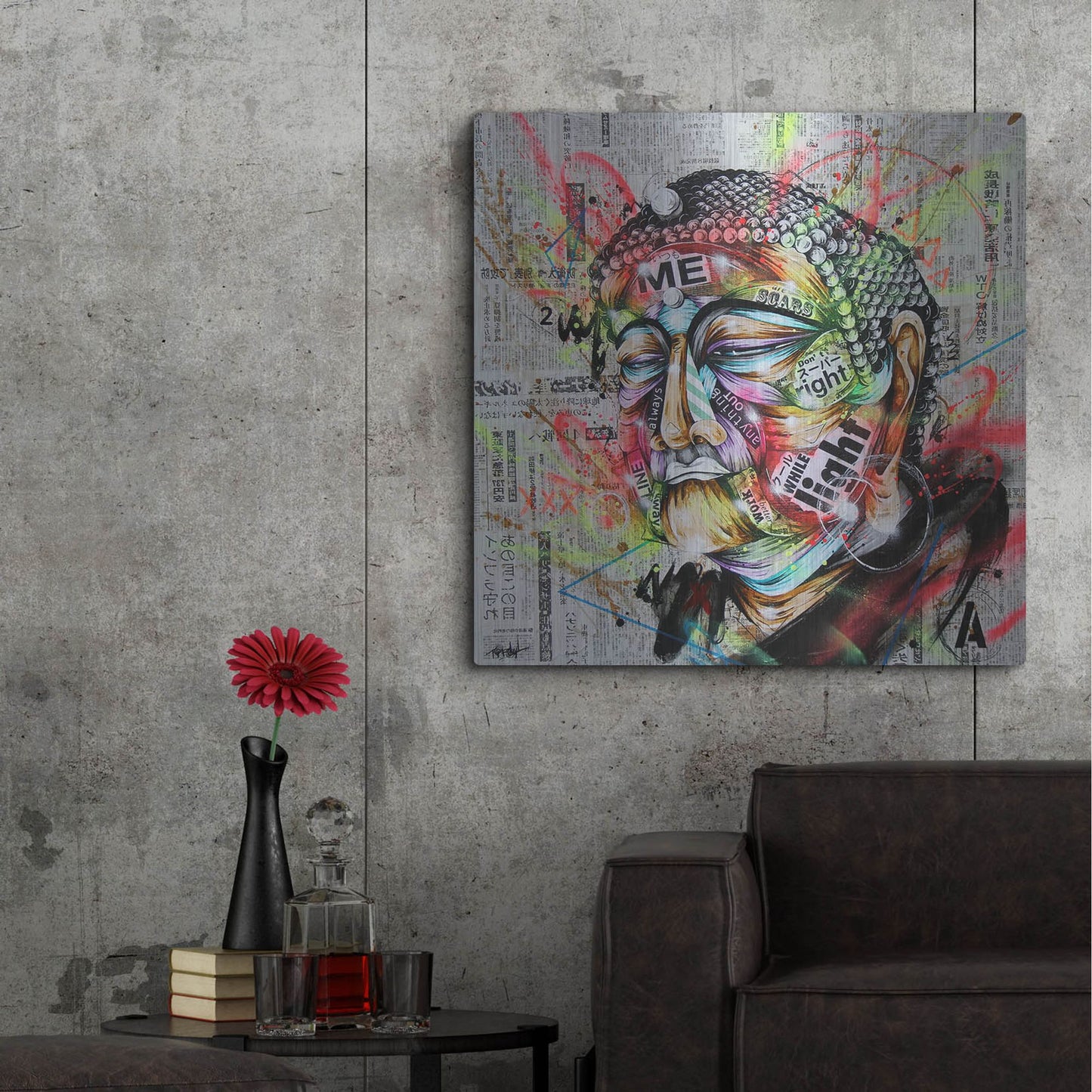 Luxe Metal Art 'Holy' by Taka Sudo, Metal Wall Art,36x36