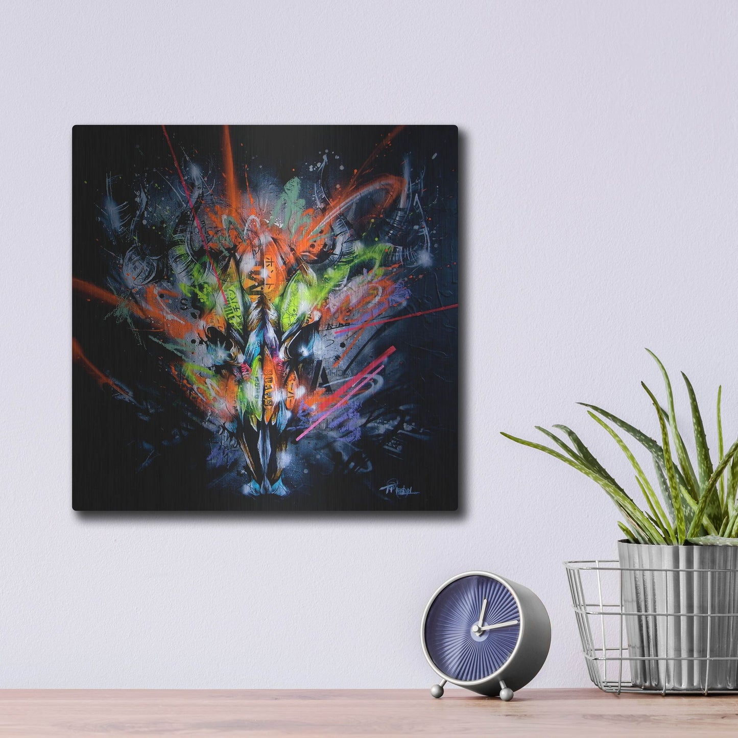 Luxe Metal Art 'Land' by Taka Sudo, Metal Wall Art,12x12