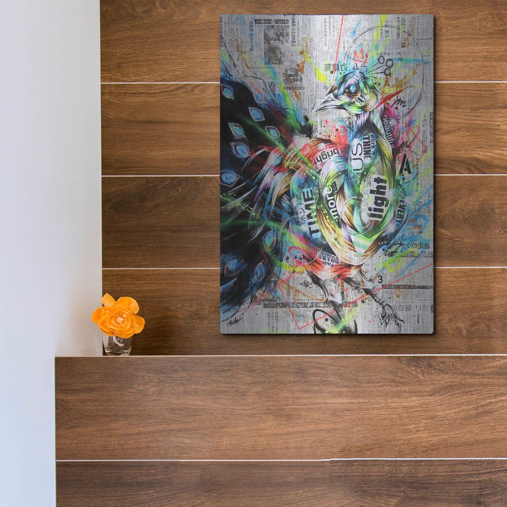 Luxe Metal Art 'Suzaku' by Taka Sudo, Metal Wall Art,12x16