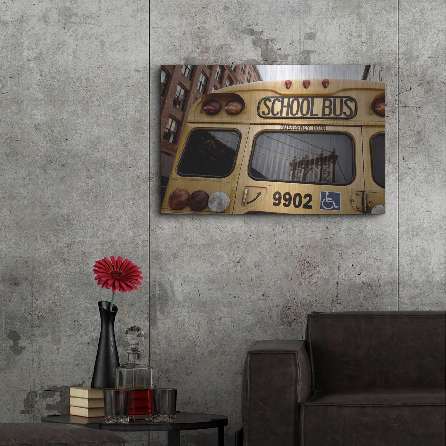 Luxe Metal Art 'NYC School Bus' by Nina Papiorek, Metal Wall Art,36x24