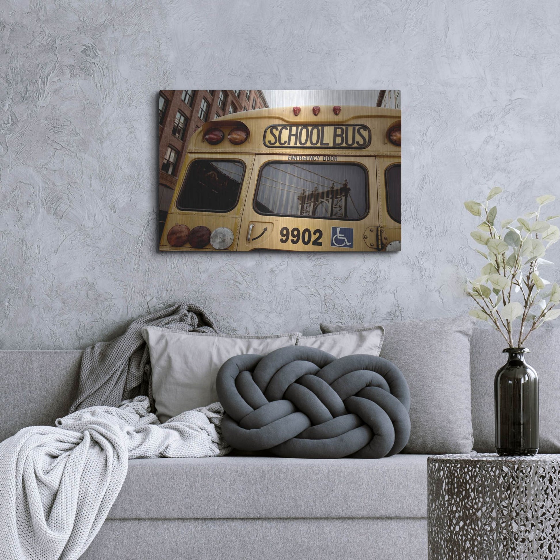 Luxe Metal Art 'NYC School Bus' by Nina Papiorek, Metal Wall Art,36x24