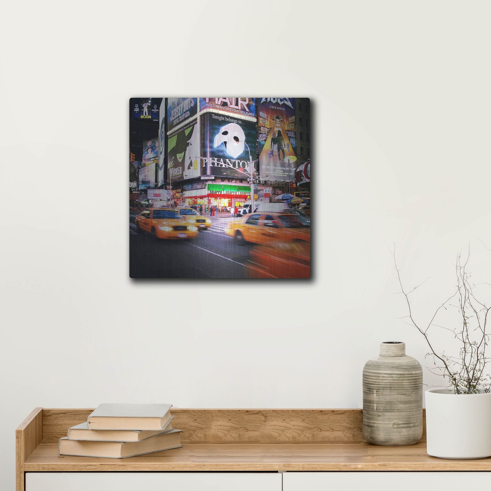 Luxe Metal Art 'NYC Taxi Taxi' by Nina Papiorek, Metal Wall Art,12x12