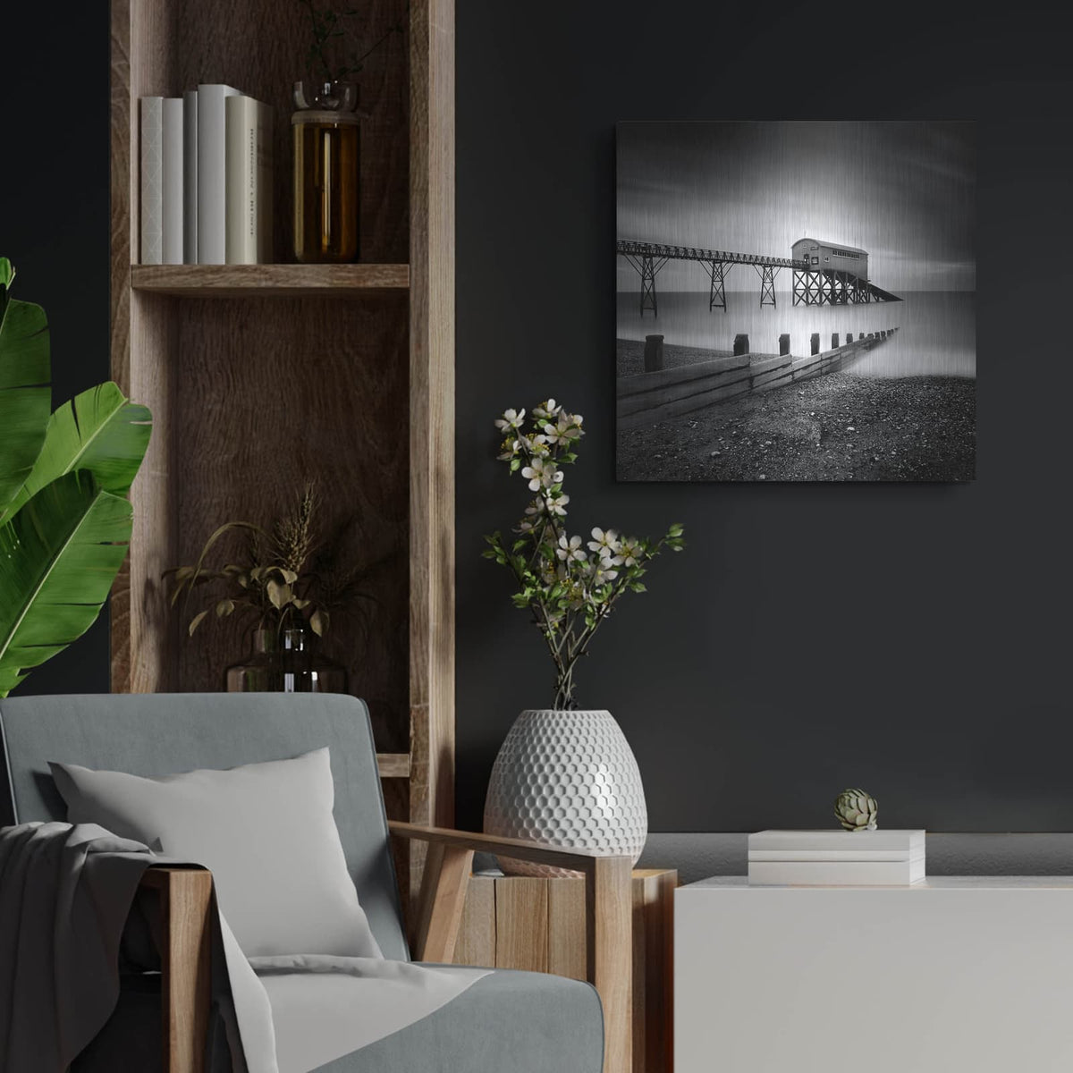 'Selsey Lifeboat Station II' by Nina Papiorek – Metal Wall Art, 24x24 room view