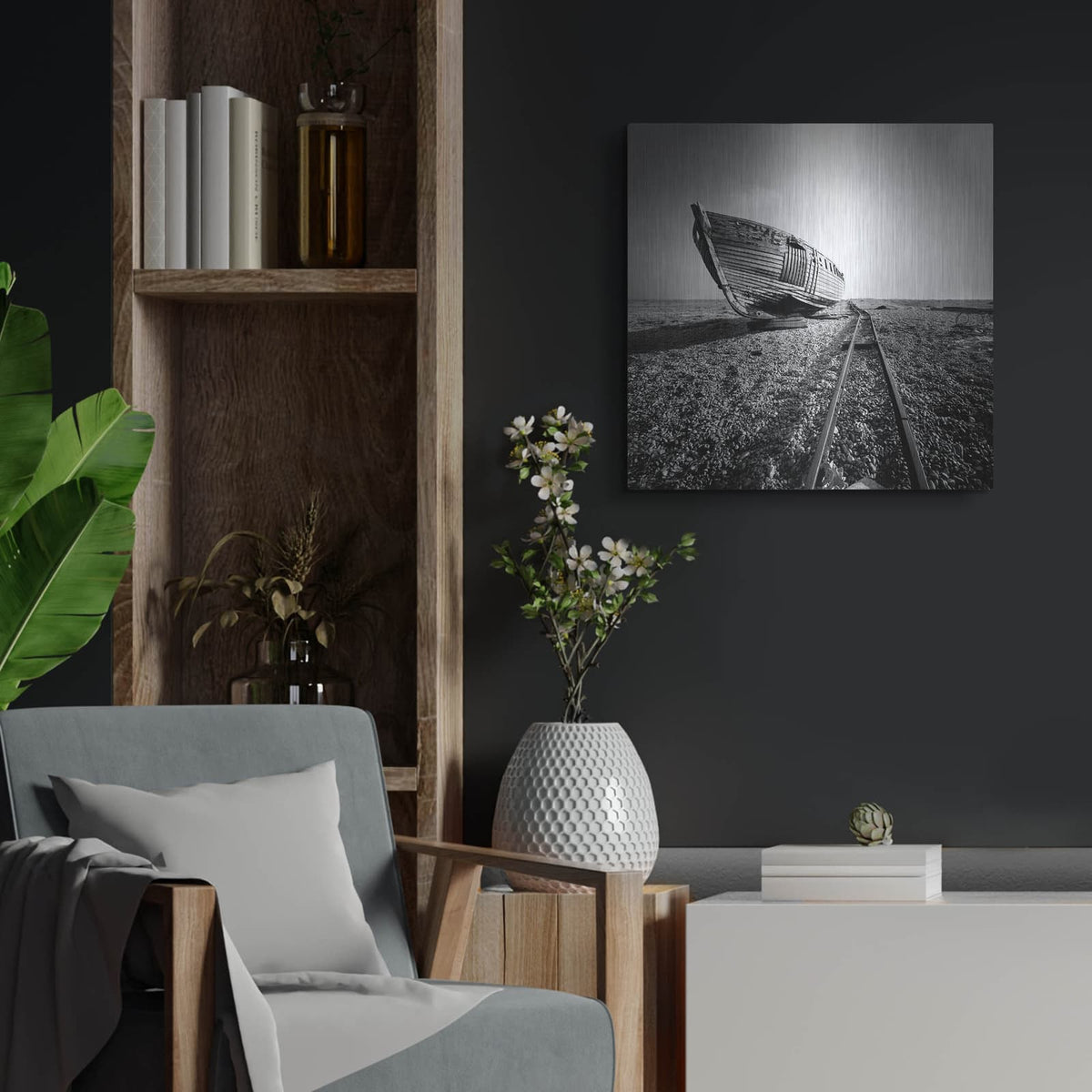 'Ship Wreck II' by Nina Papiorek – Metal Wall Art, 24x24 room view