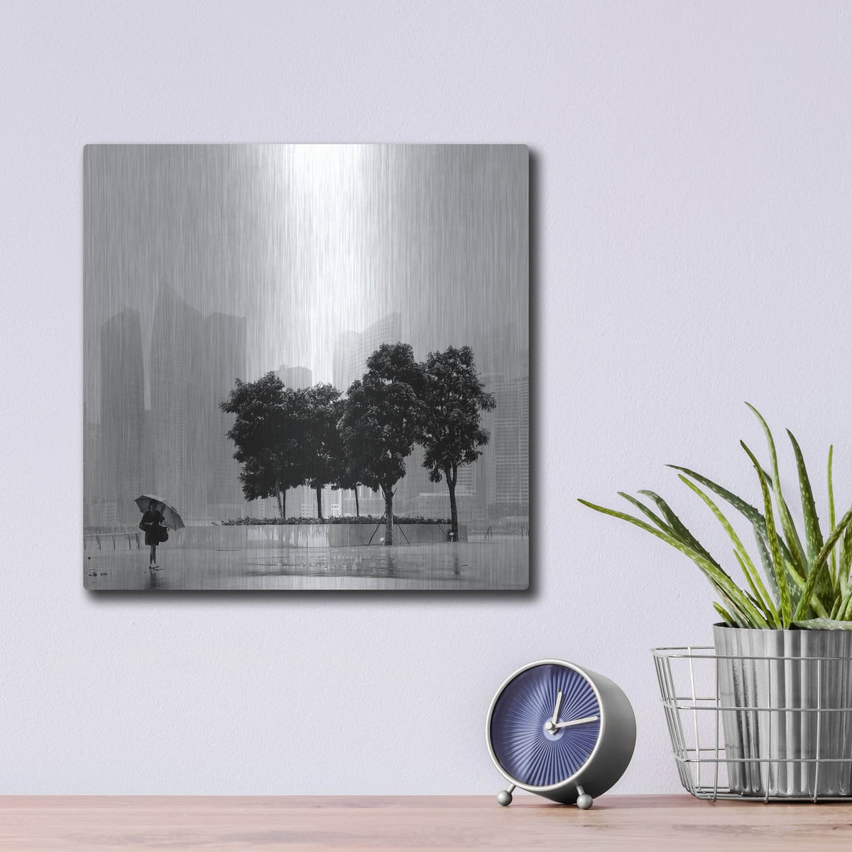 'Singapore Umbrella' by Nina Papiorek – Metal Wall Art, 12x12 room view