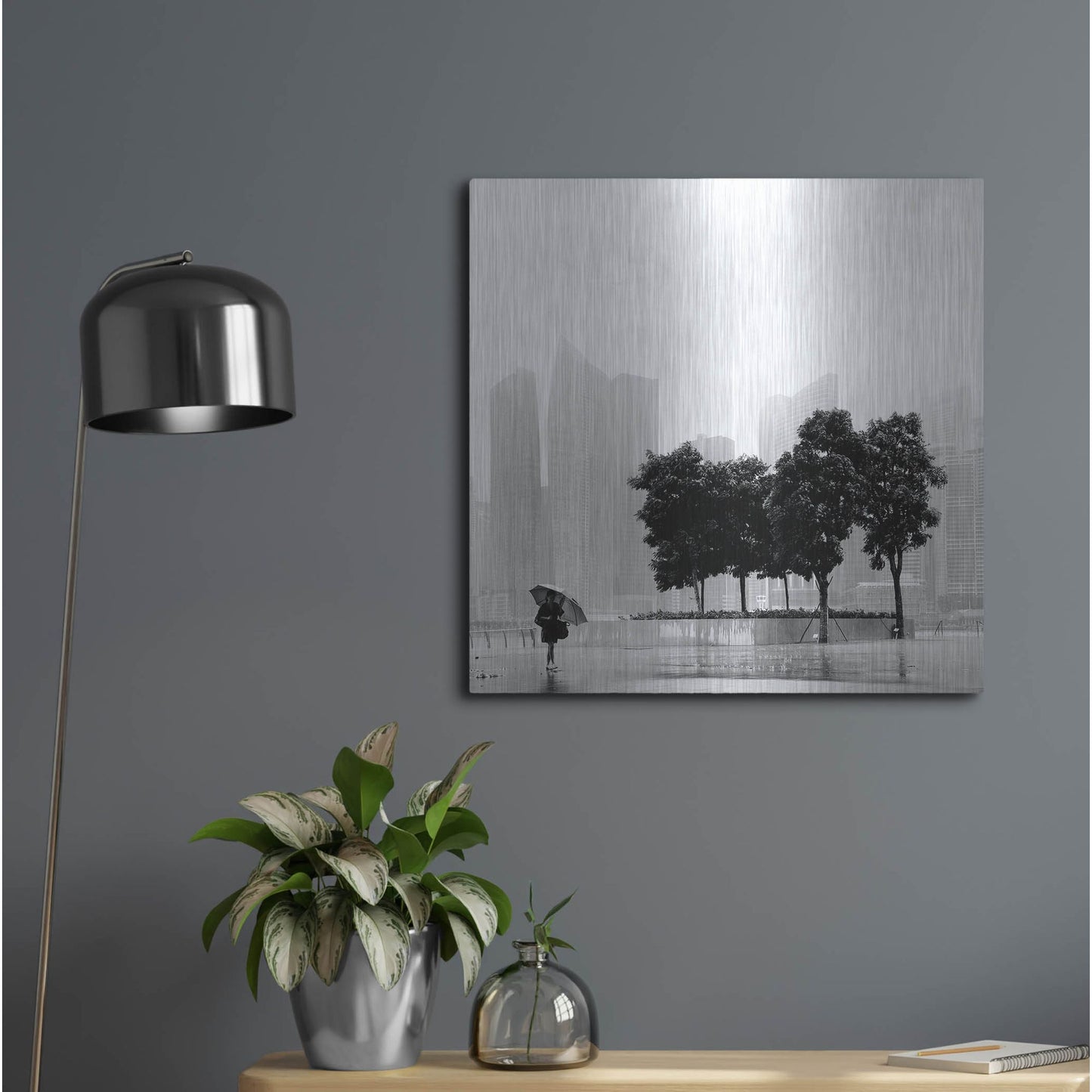 Luxe Metal Art 'Singapore Umbrella' by Nina Papiorek, Metal Wall Art,24x24