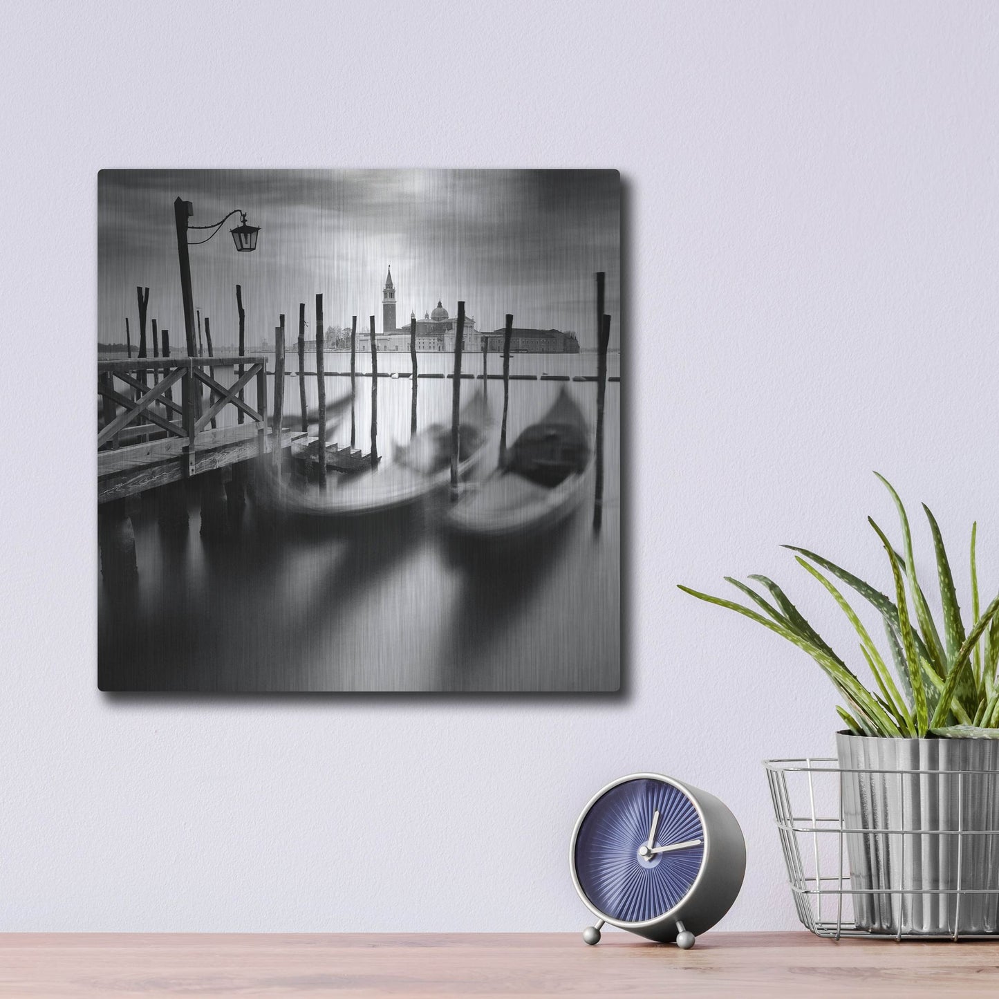 Luxe Metal Art 'Venice Gondolas' by Nina Papiorek, Metal Wall Art,12x12