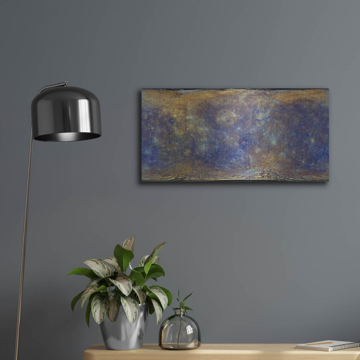 Luxe Metal Art 'Enhanced Color Mercury Map by NASA' by Luxe Portfolio, Metal Wall Art,24x12