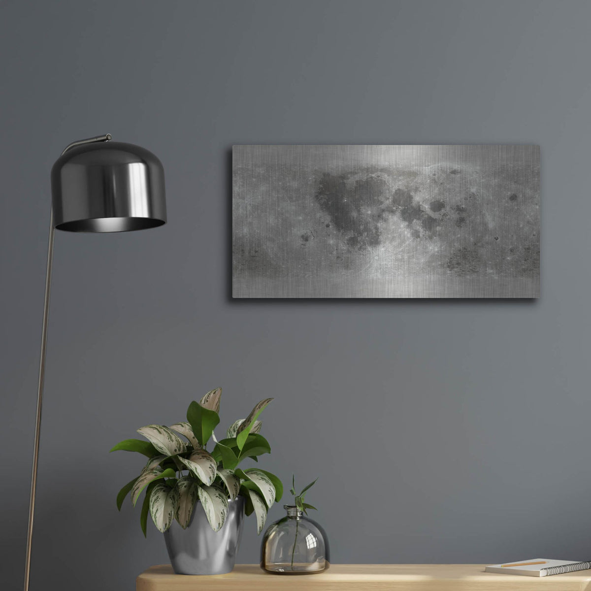 Luxe Metal Art 'Moon Map by NASA' by Luxe Portfolio, Metal Wall Art,24x12