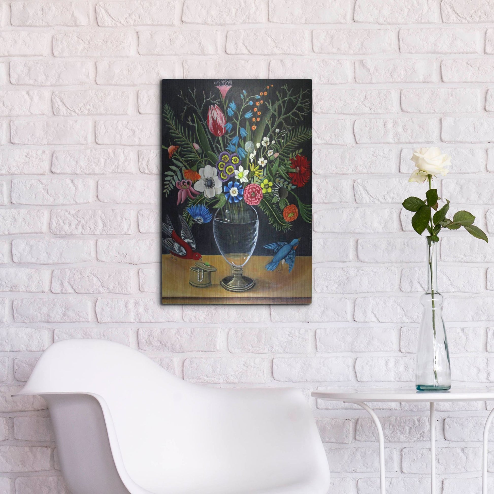 Luxe Metal Art 'Best Vase' by Catherine A Nolin, Metal Wall Art,16x24