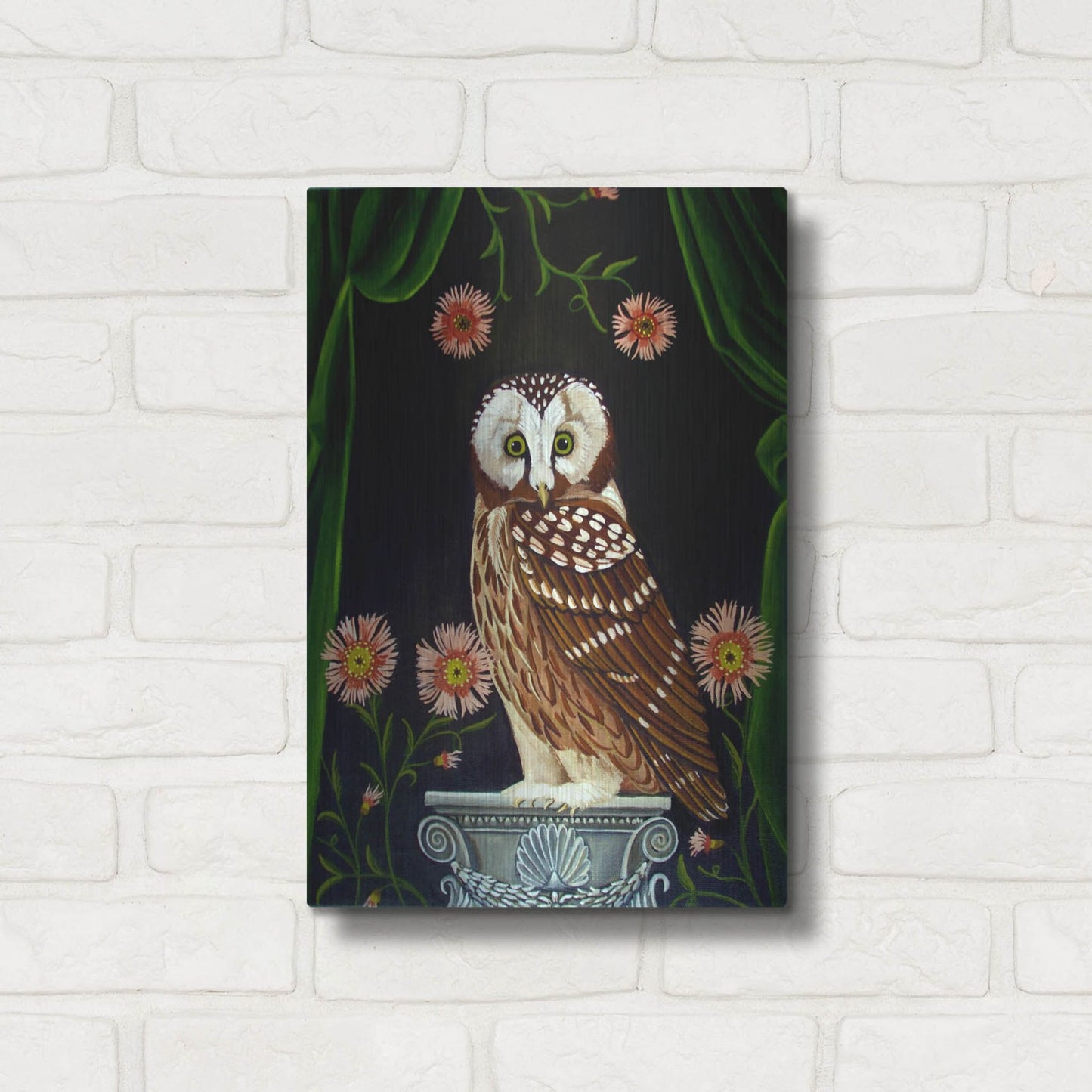 Luxe Metal Art 'Owl Guardian Print' by Catherine A Nolin, Metal Wall Art,12x16