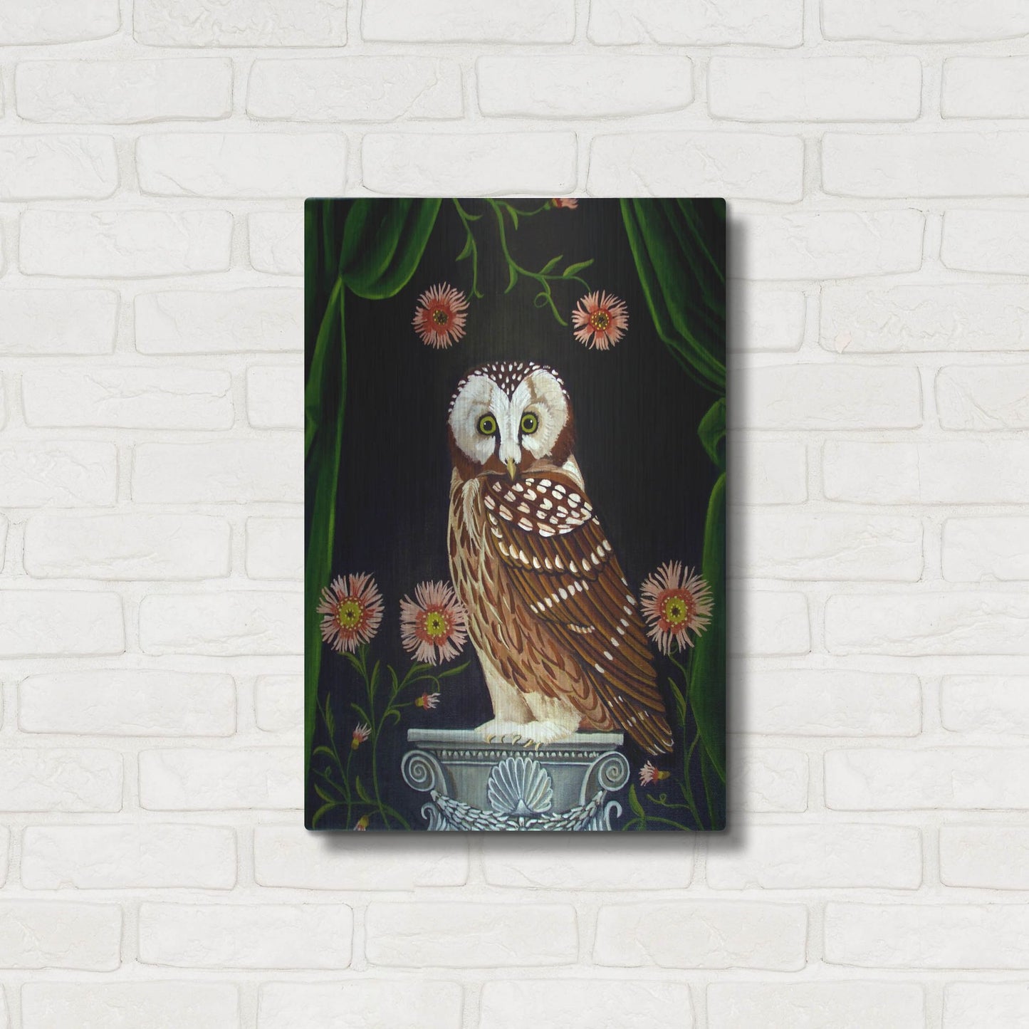 Luxe Metal Art 'Owl Guardian Print' by Catherine A Nolin, Metal Wall Art,16x24