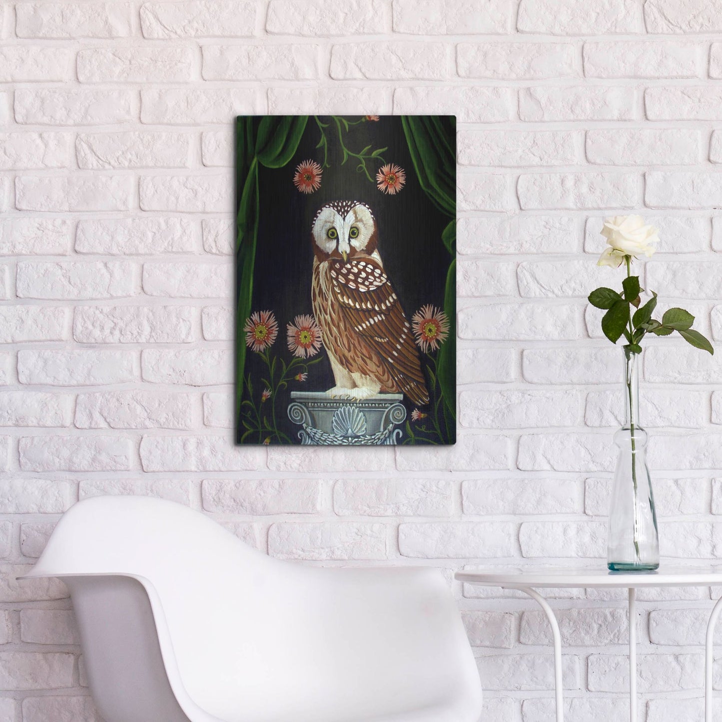 Luxe Metal Art 'Owl Guardian Print' by Catherine A Nolin, Metal Wall Art,16x24