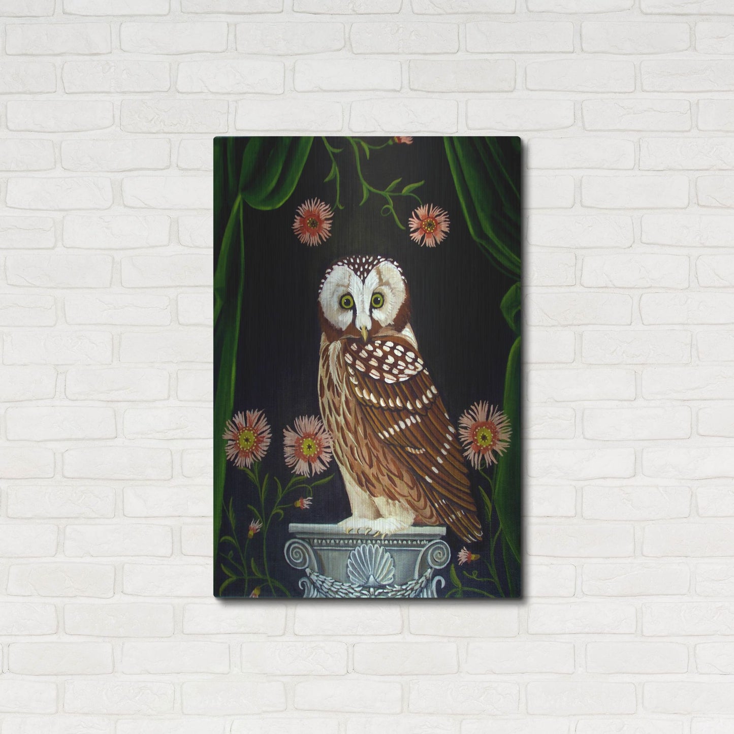 Luxe Metal Art 'Owl Guardian Print' by Catherine A Nolin, Metal Wall Art,24x36