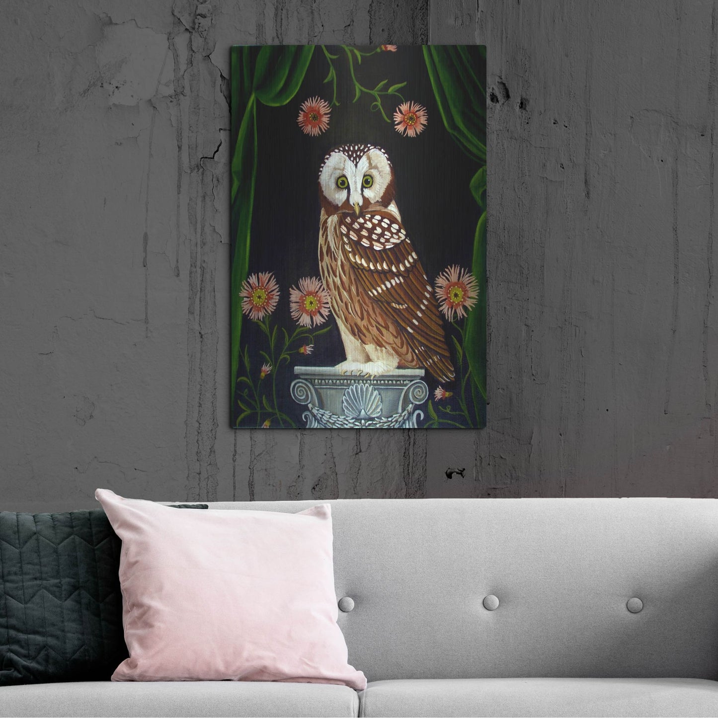 Luxe Metal Art 'Owl Guardian Print' by Catherine A Nolin, Metal Wall Art,24x36