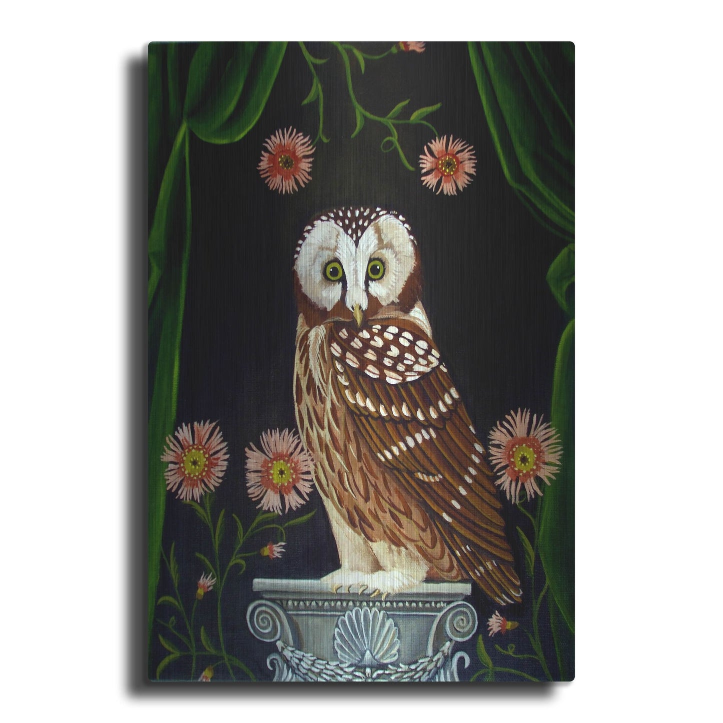 Luxe Metal Art 'Owl Guardian Print' by Catherine A Nolin, Metal Wall Art