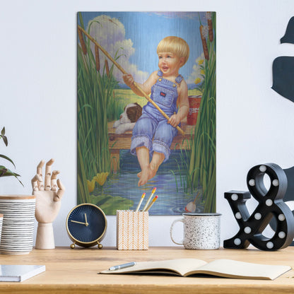 Luxe Metal Art 'Fishin' by Christopher Nick, Metal Wall Art,12x16