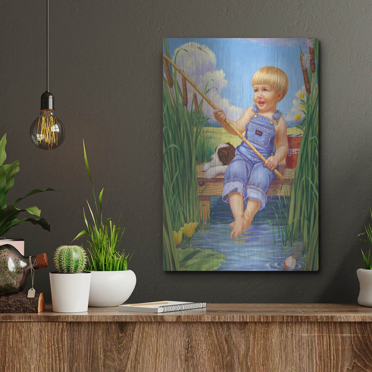 Luxe Metal Art 'Fishin' by Christopher Nick, Metal Wall Art,12x16