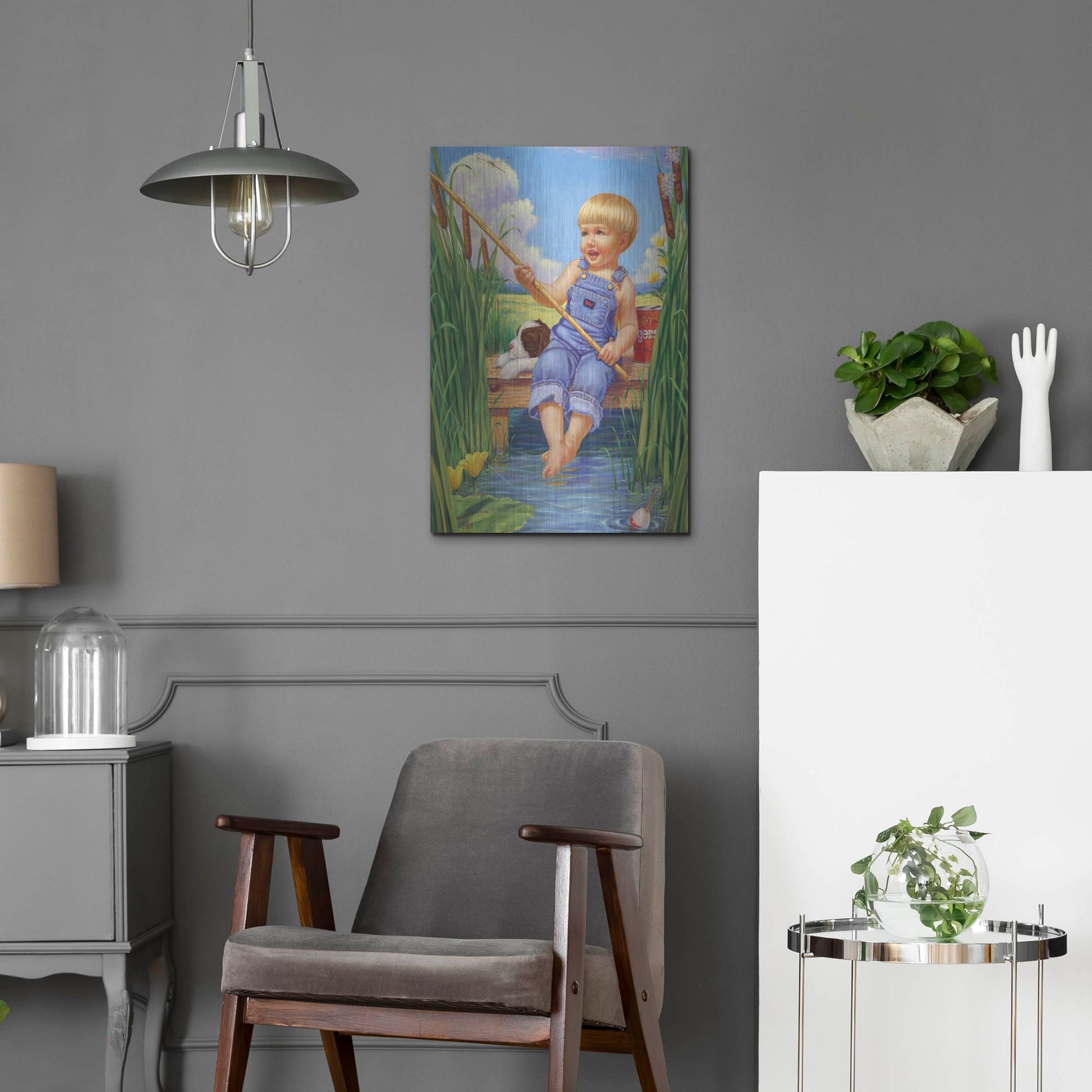 Luxe Metal Art 'Fishin' by Christopher Nick, Metal Wall Art,16x24