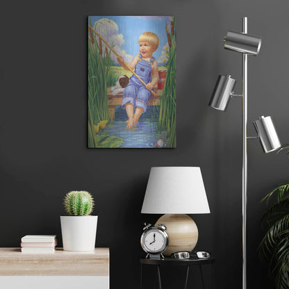 Luxe Metal Art 'Fishin' by Christopher Nick, Metal Wall Art,16x24